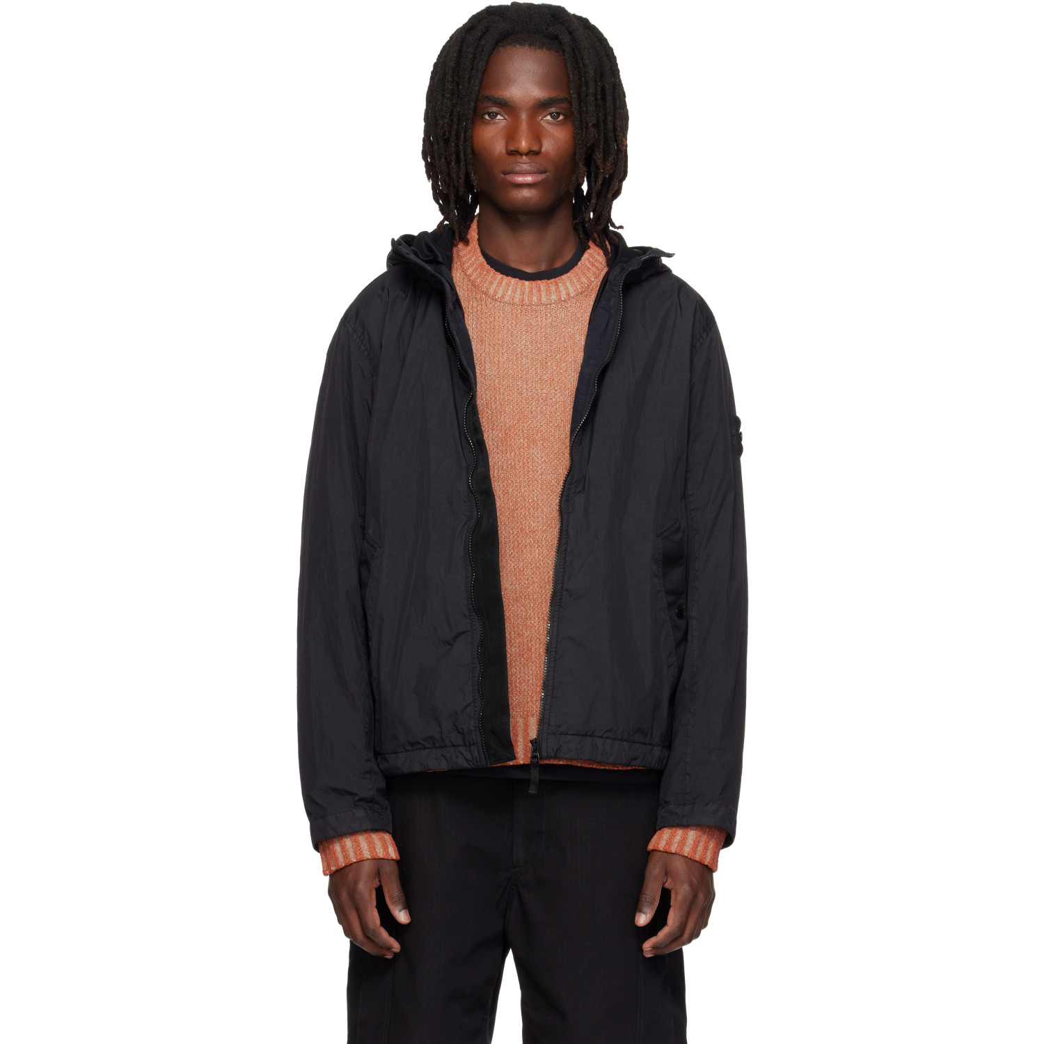 Stone Island Black 4100001 Crinkle Reps NY Jacket