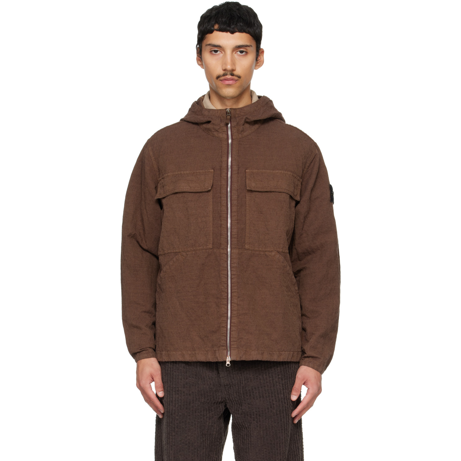 Stone Island Brown 1200035 Diagonal Cotton Wool Jacket