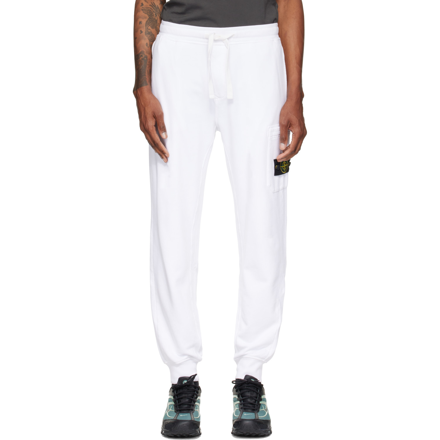 Stone Island White 6200010 Organic Cotton Sweatpants