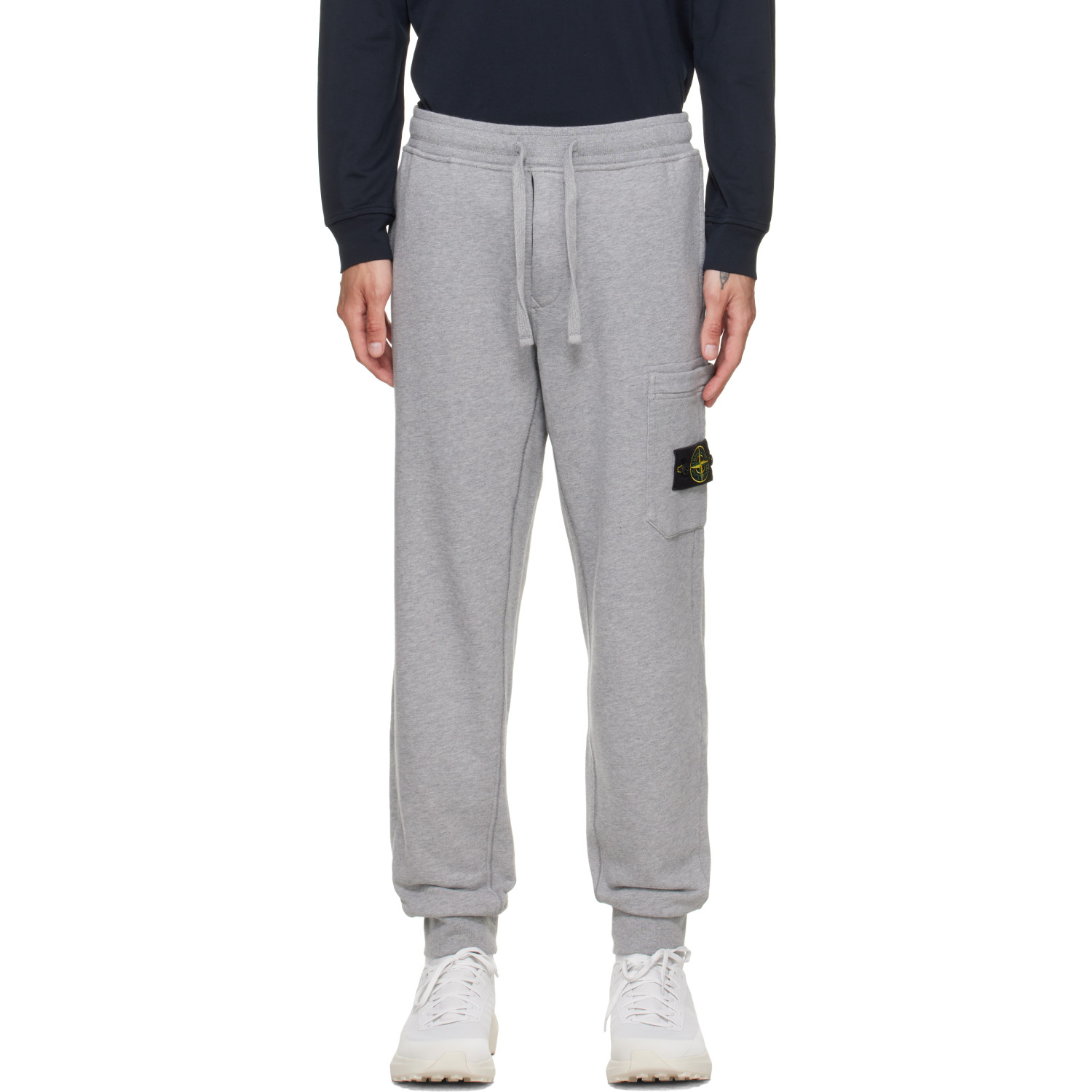 Stone Island Gray 6200010 Organic Mélange Cotton Fleece Sweatpants
