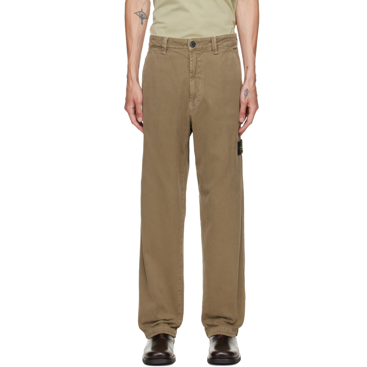 Stone Island Khaki 3100014 Organic Panama Cotton Trousers