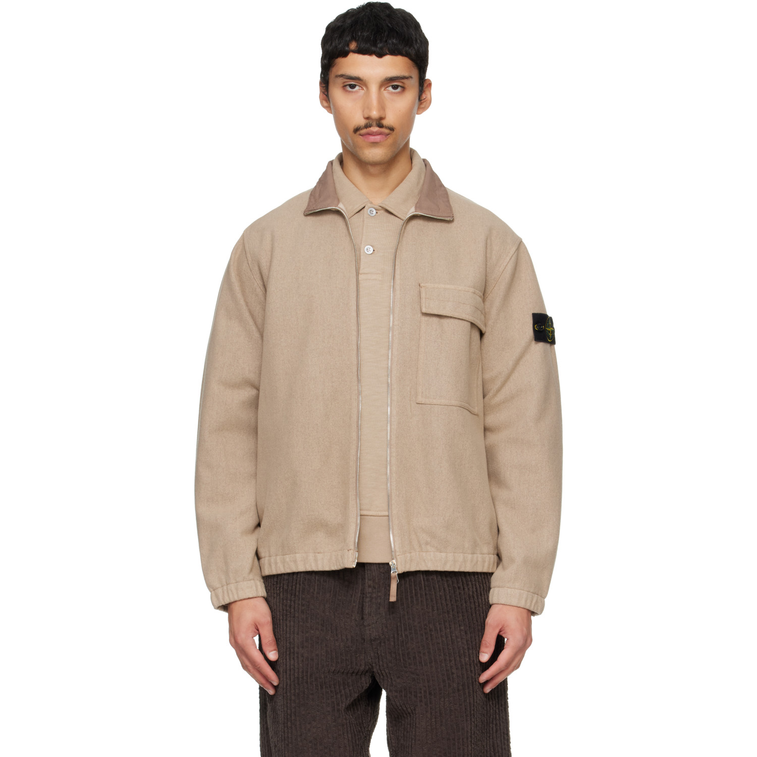 Stone Island Beige 1200033 Wool Nylon Flannel Jacket