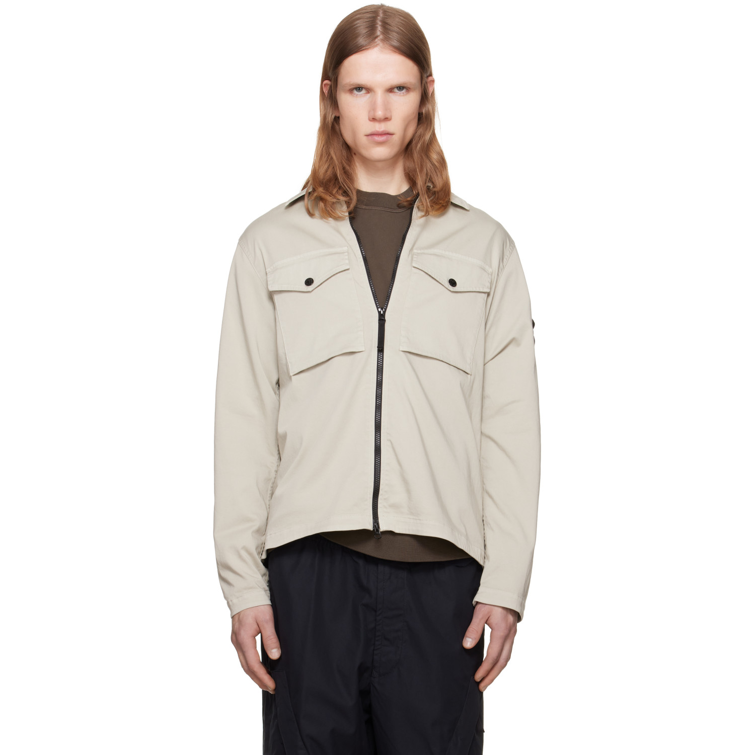 Stone Island Beige 1200010 Stretch Cotton Organic Cotton Satin Shirt