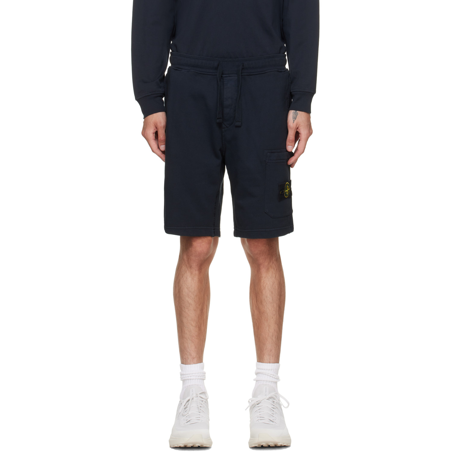 Stone Island Navy 6200011 Organic Cotton Fleece Sweat Shorts