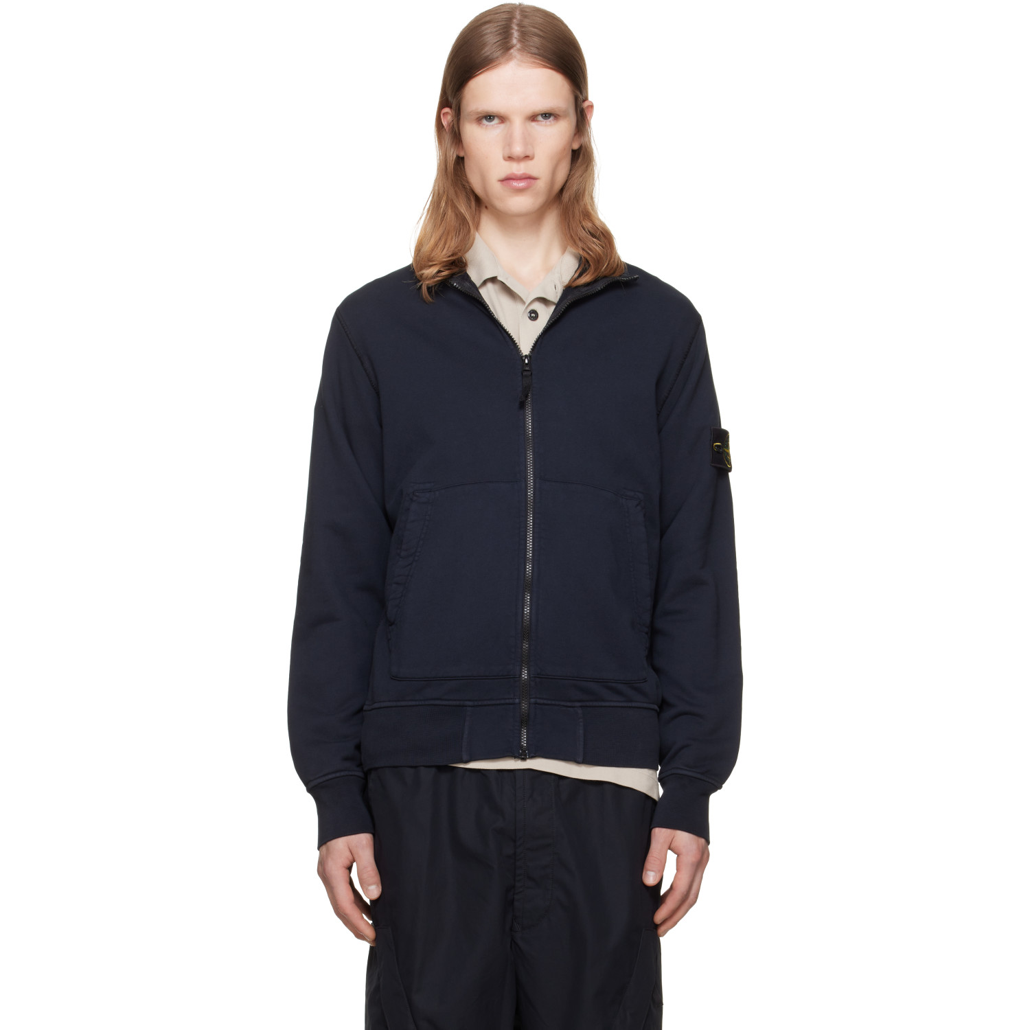 Stone Island Navy 6100063 Organic Cotton Fleece Sweatshirt