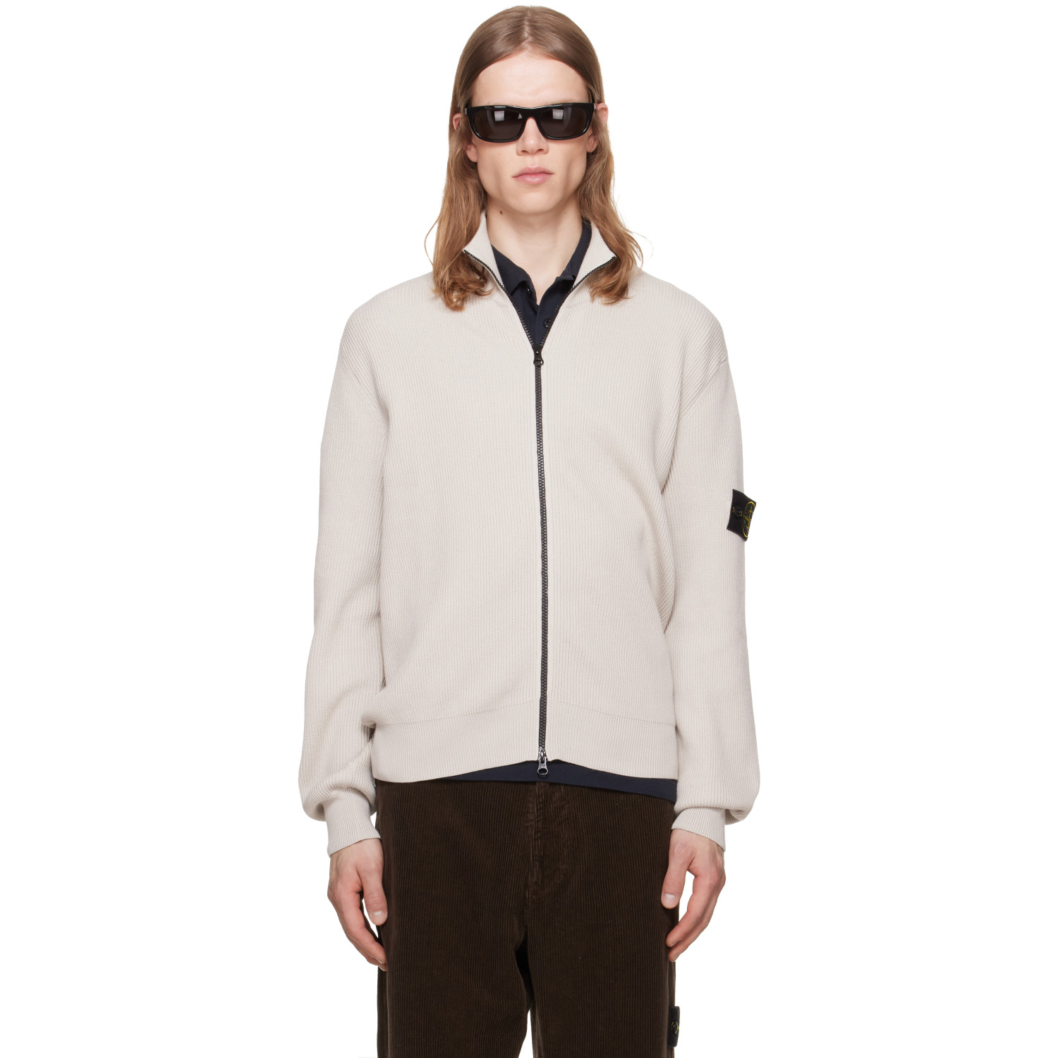 Stone Island Beige 5100126 Ribbed Soft Organic Cotton Sweater