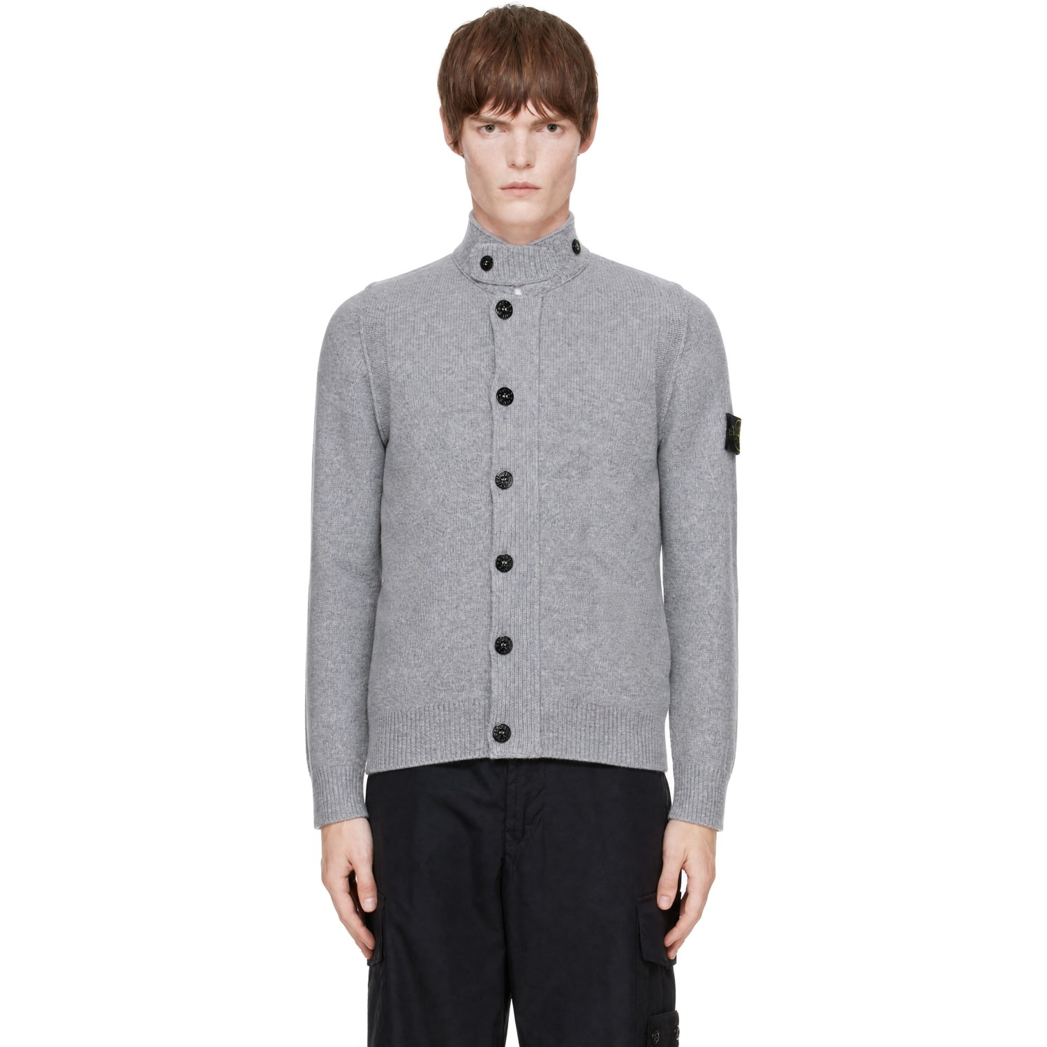 Stone Island Gray 5100047 Lambswool Jacket