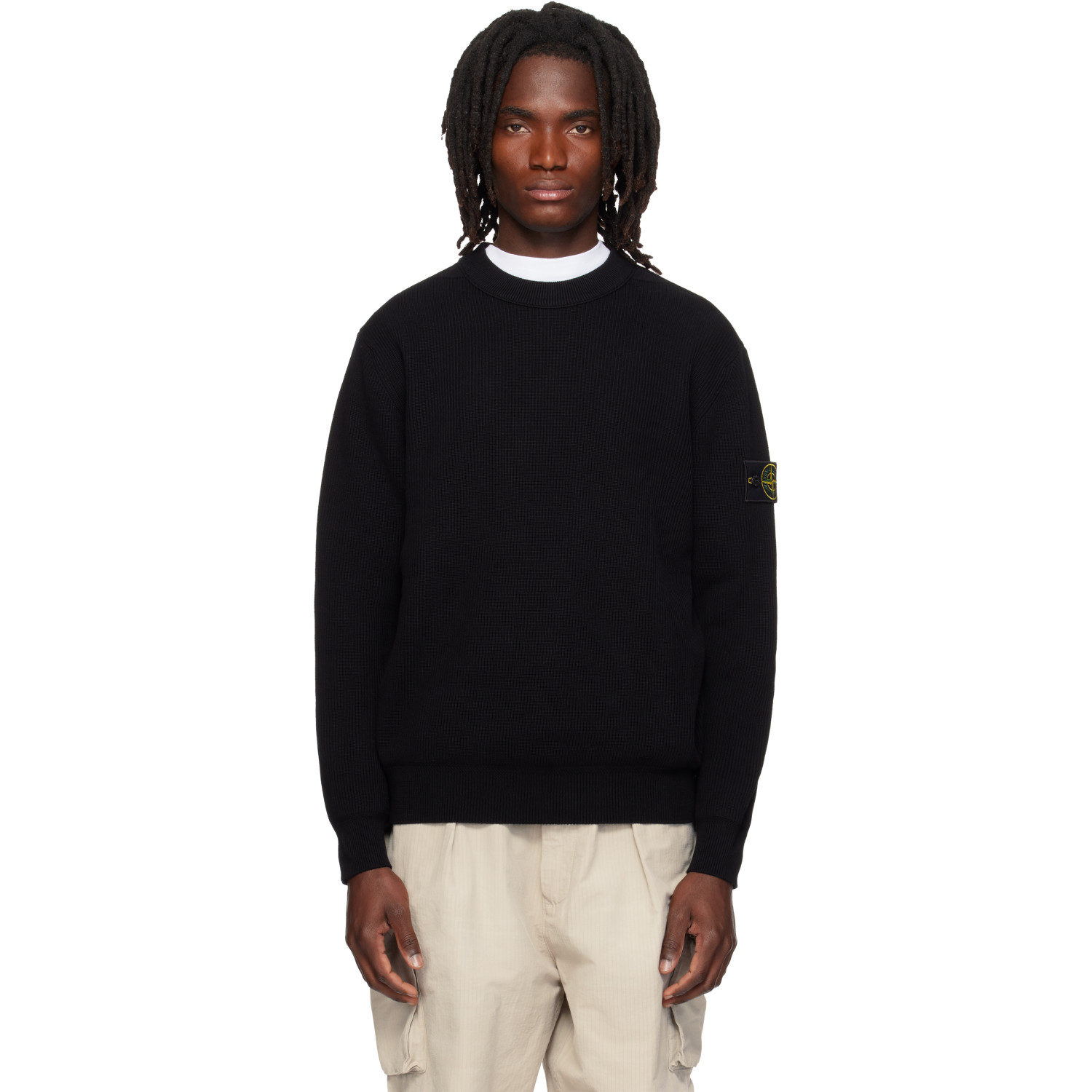 Stone Island Black 5100154 Ribbed Soft Organic Cotton Sweater