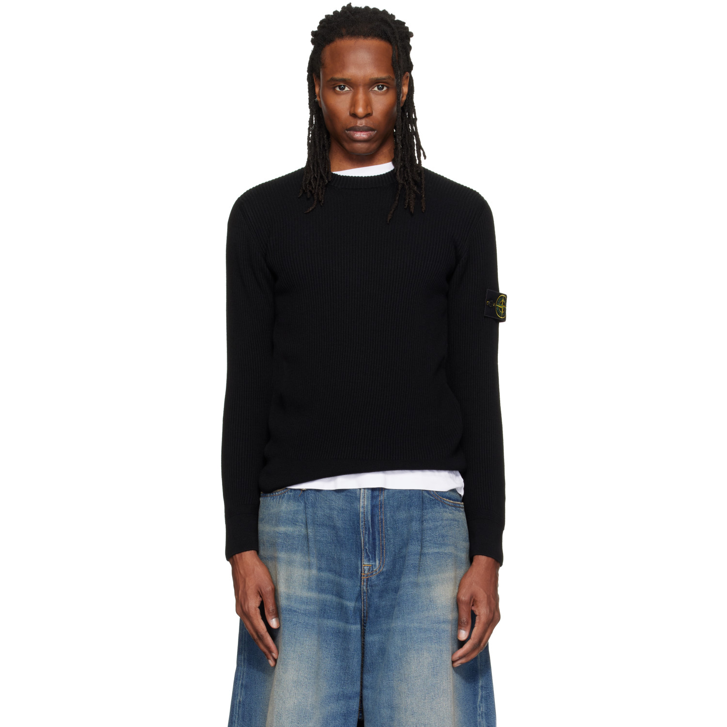 Stone Island Black 5100053 Full Rib RWS Wool Sweater