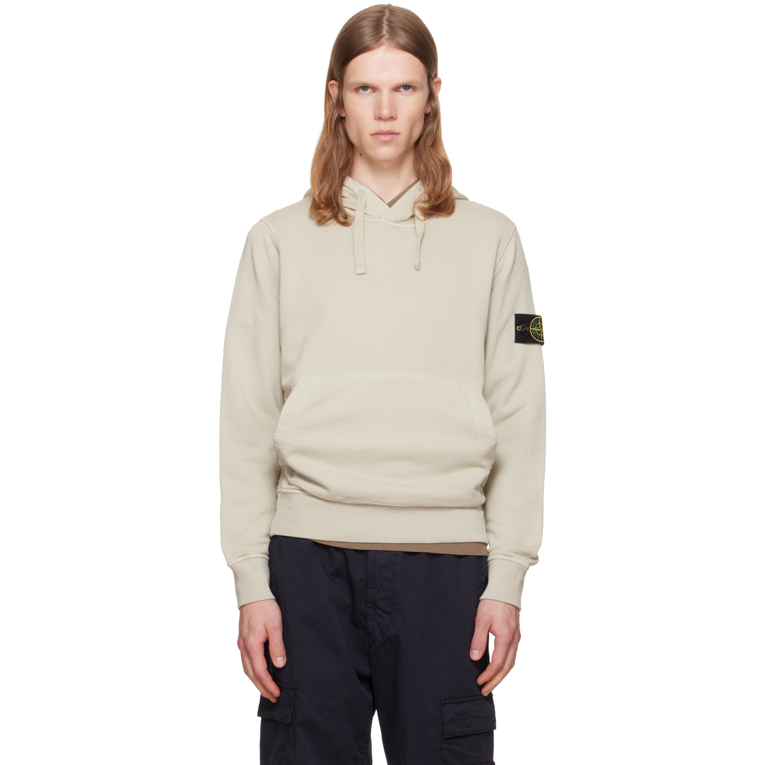 Stone Island Beige 6100062 Organic Cotton Fleece Hoodie