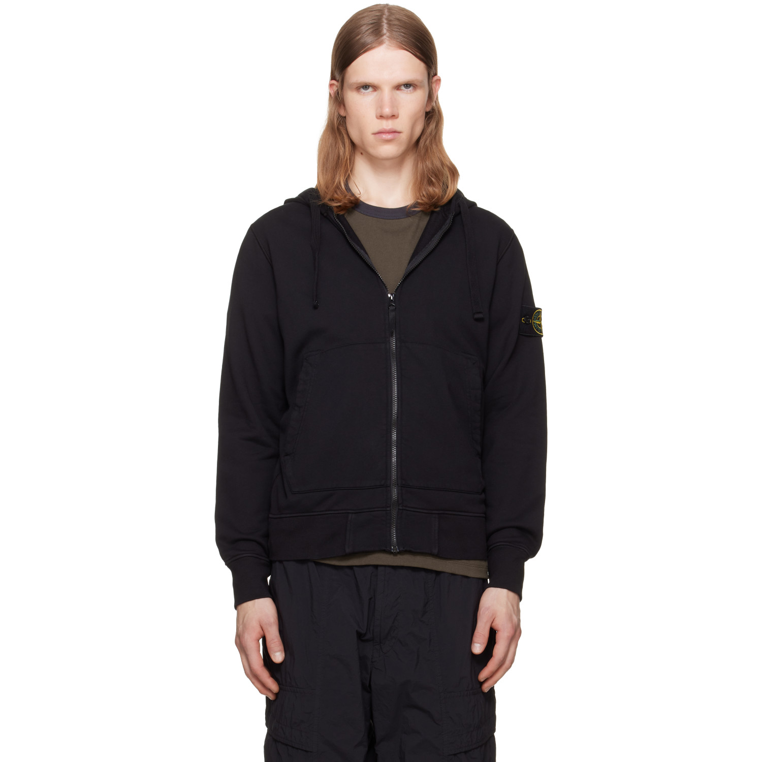 Stone Island Black 6100061 Organic Cotton Fleece Hoodie