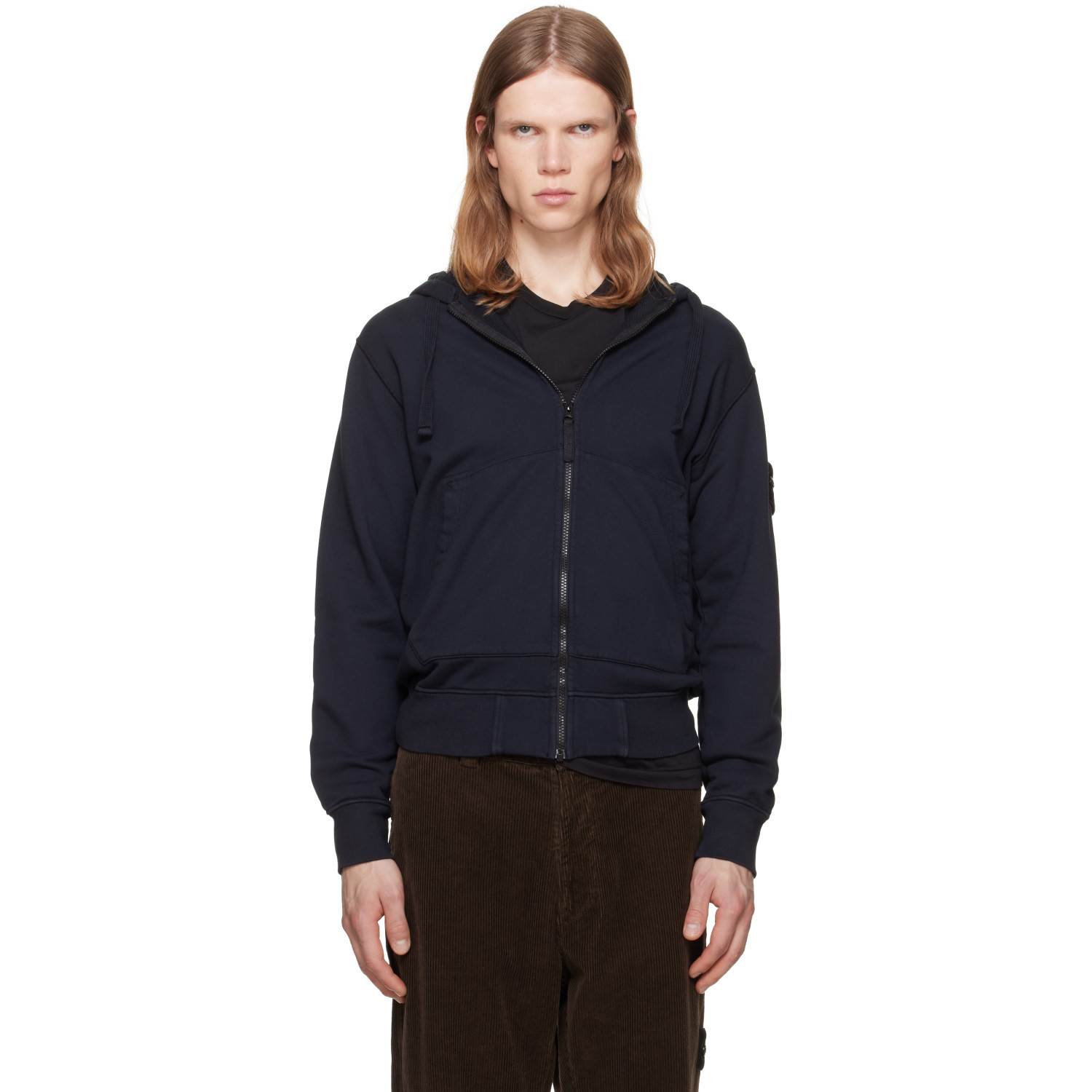 Stone Island Navy 6100061 Organic Cotton Fleece Hoodie