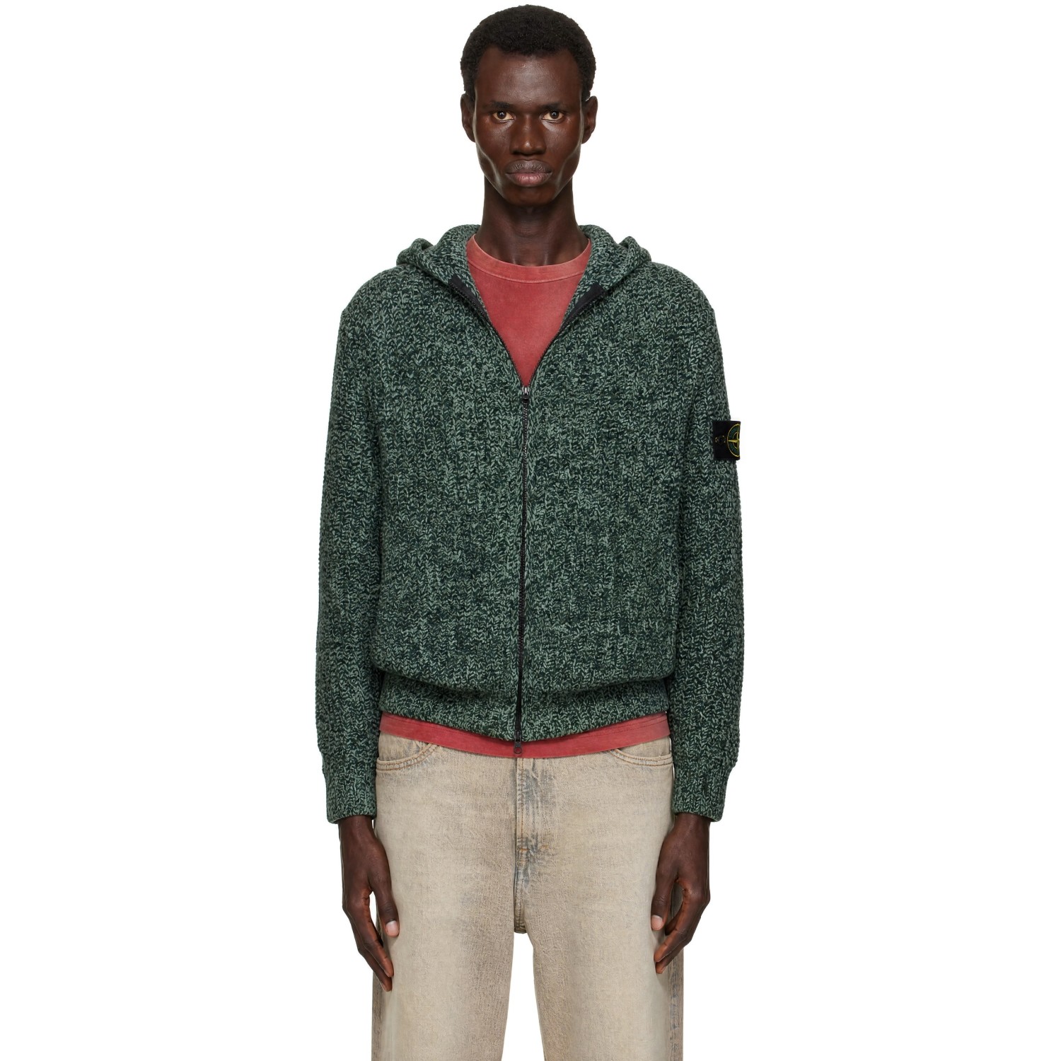 Stone Island Green 5100065 Mouliné Cotton Chenille Hoodie