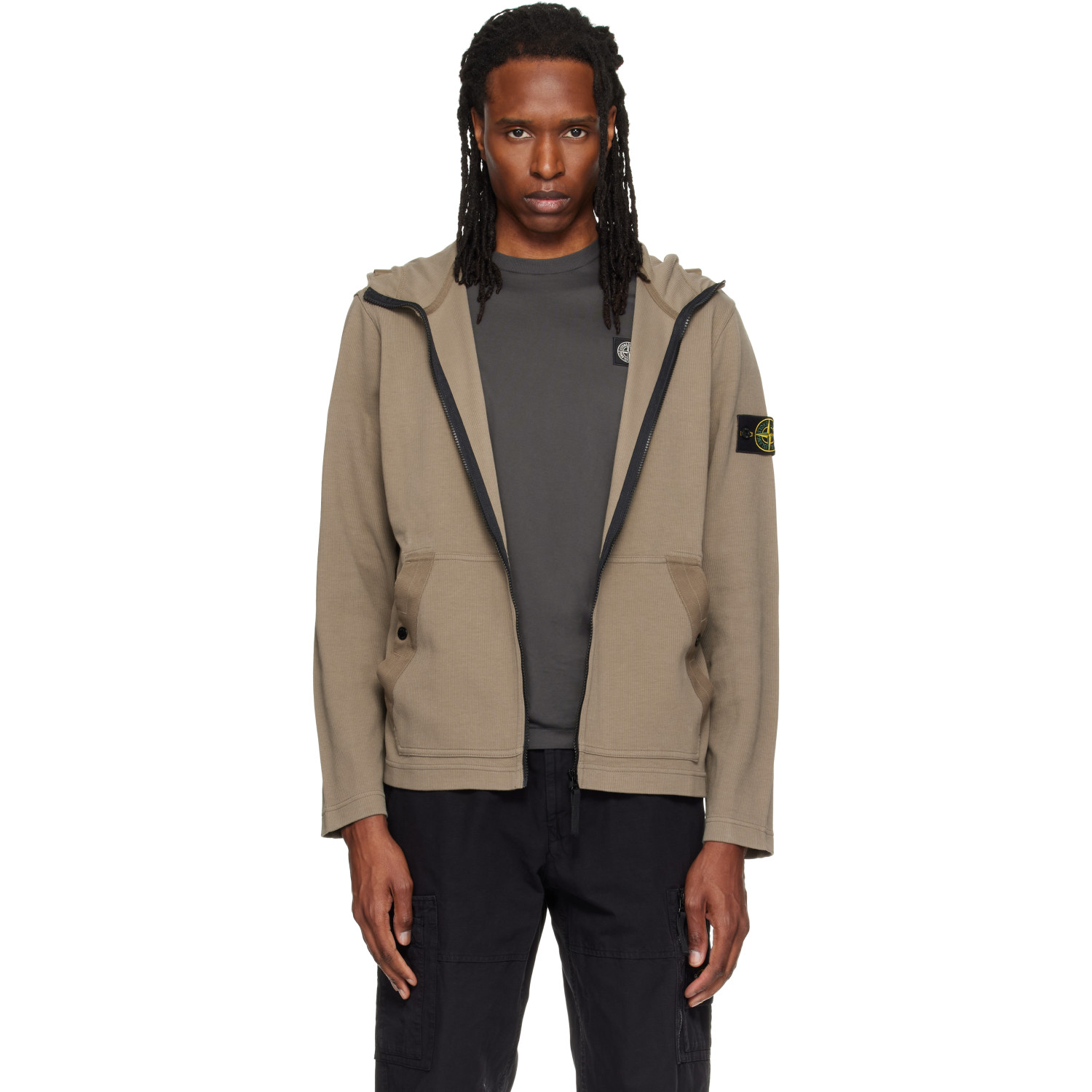 Stone Island Khaki 6100020 Organic Cotton Interlock Hoodie