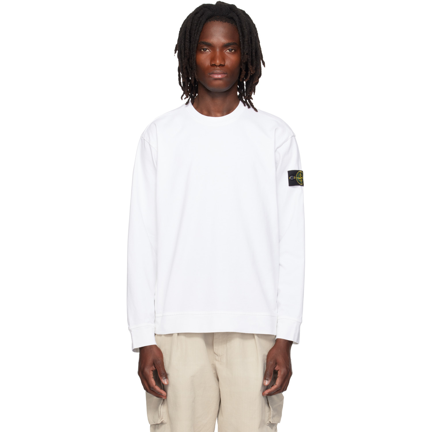 Stone Island White 6100057 Heavy Organic Cotton Sweatshirt