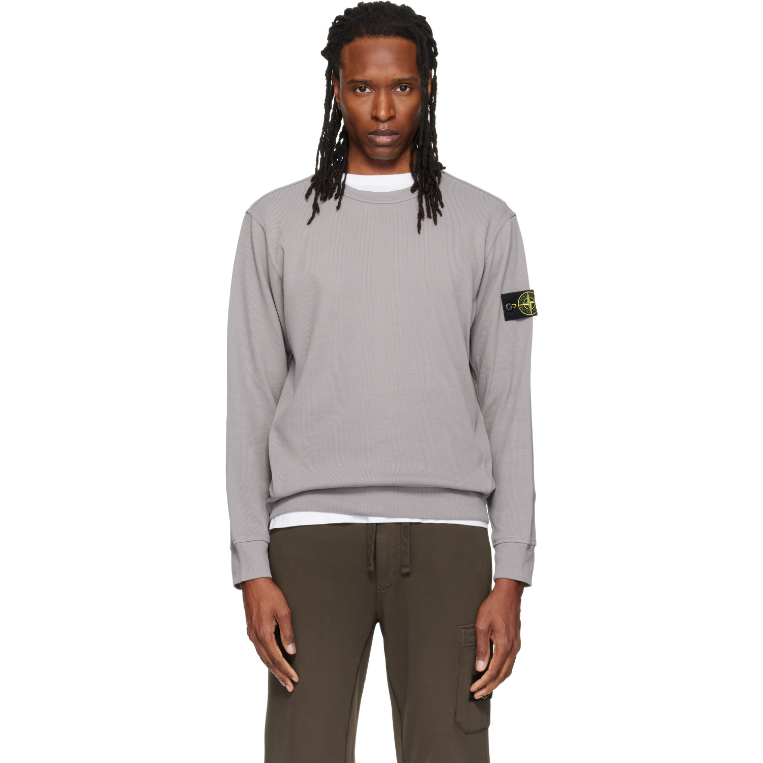 Stone Island Gray 6100017 Organic Cotton Interlock Sweatshirt