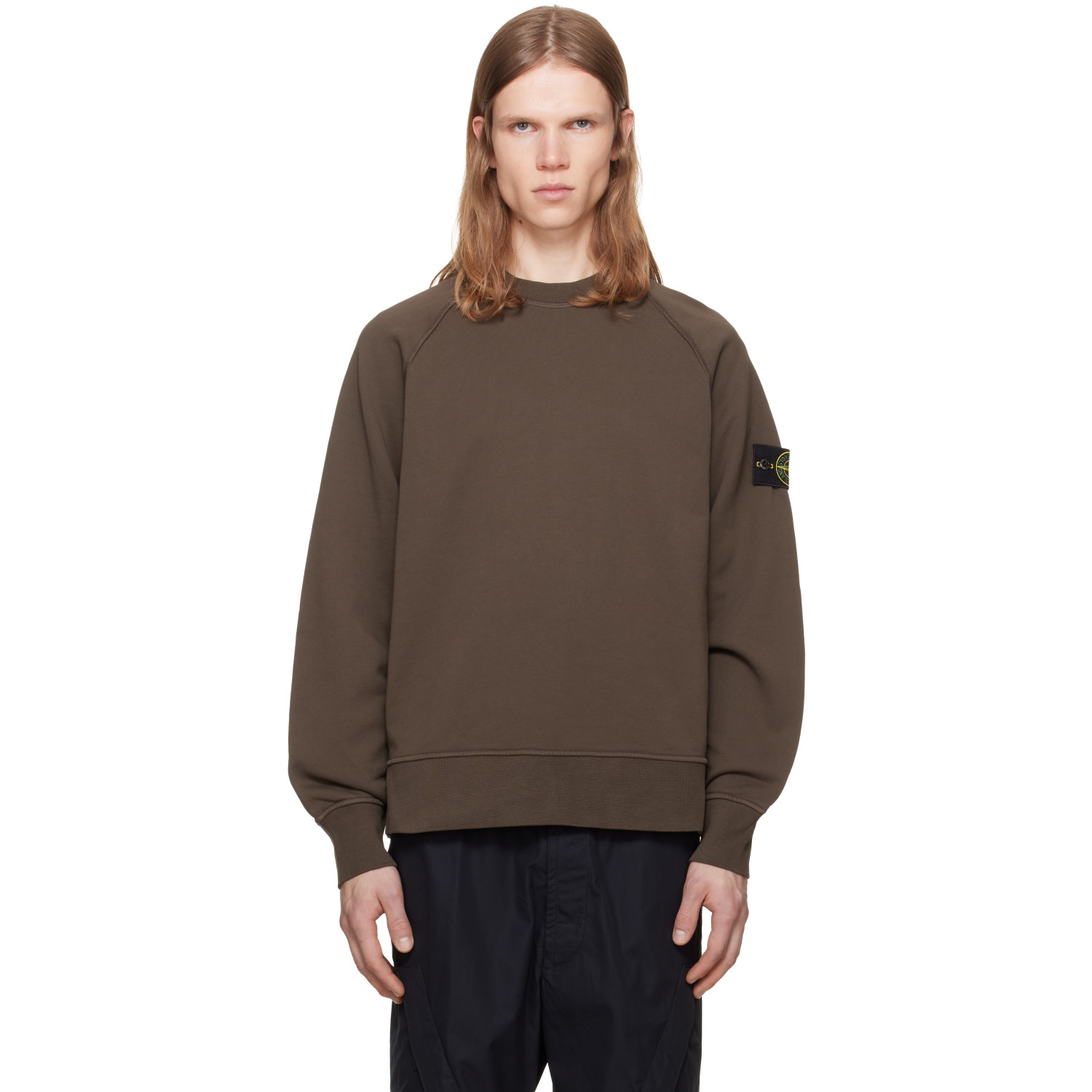 Stone Island Brown Organic Cotton Fleece Sweatshirt