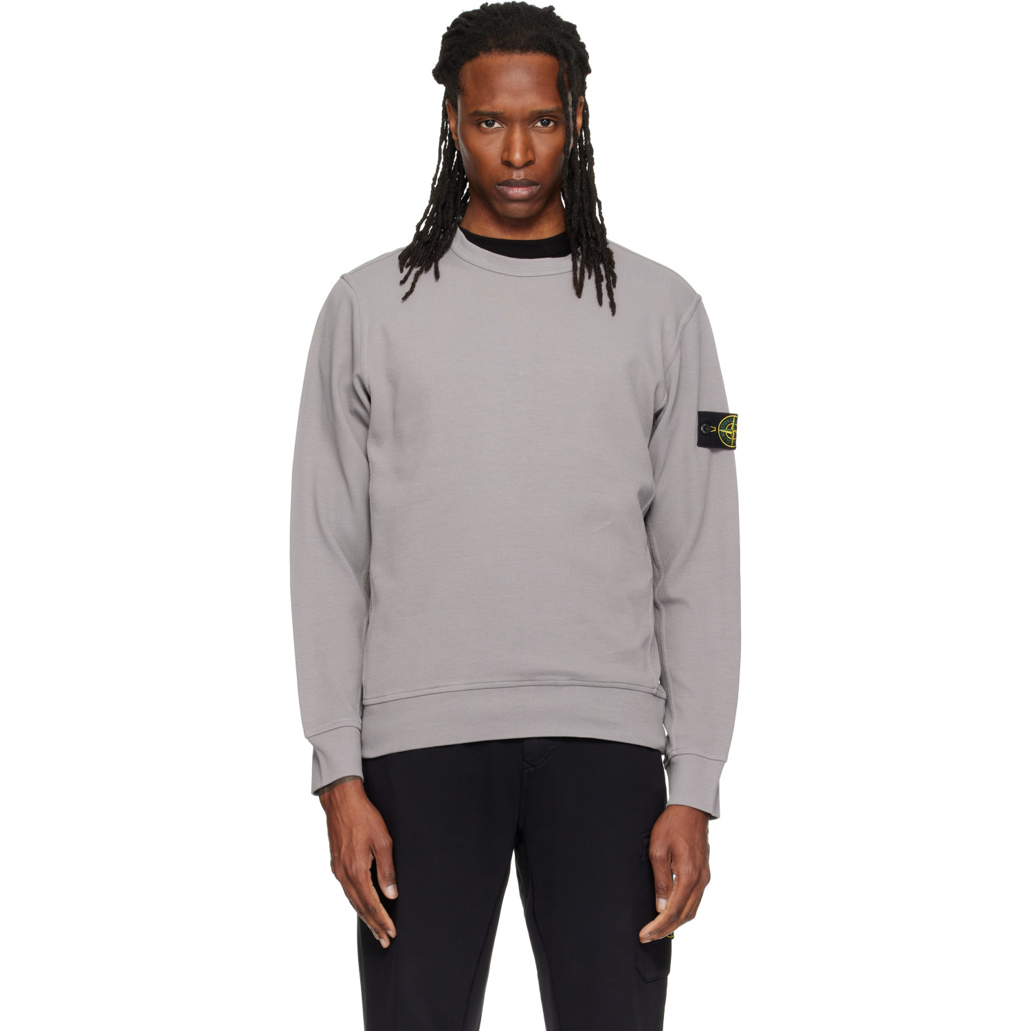 Stone Island Gray 6100017 Organic Cotton Interlock Sweatshirt