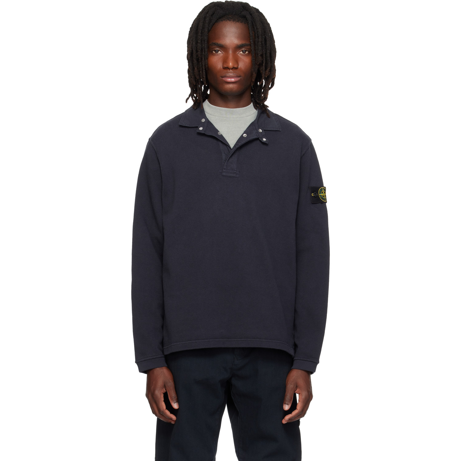Stone Island Navy 6100001 Heavy Cotton Jersey Polo
