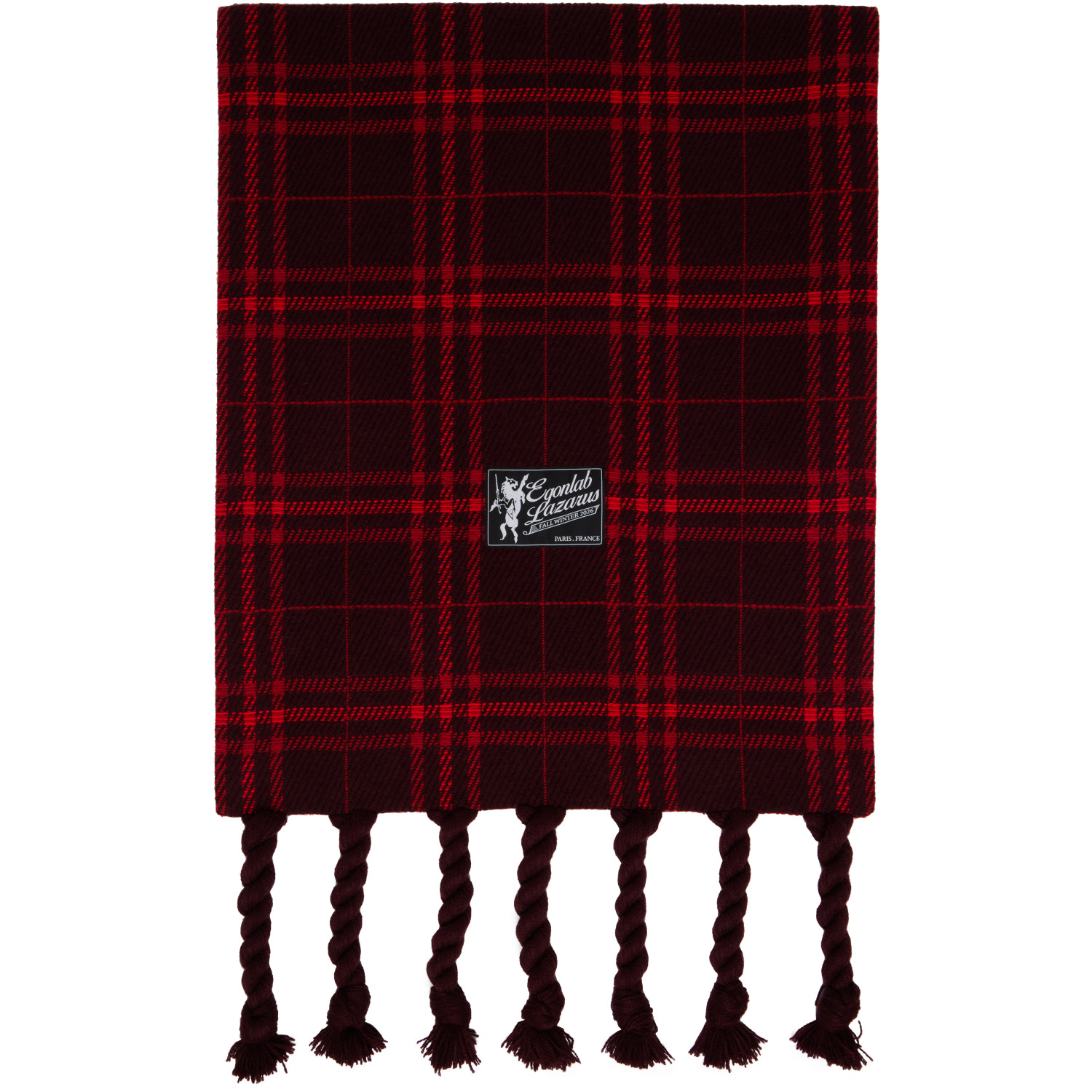 EGONlab Red & Burgundy Fringed Scarf