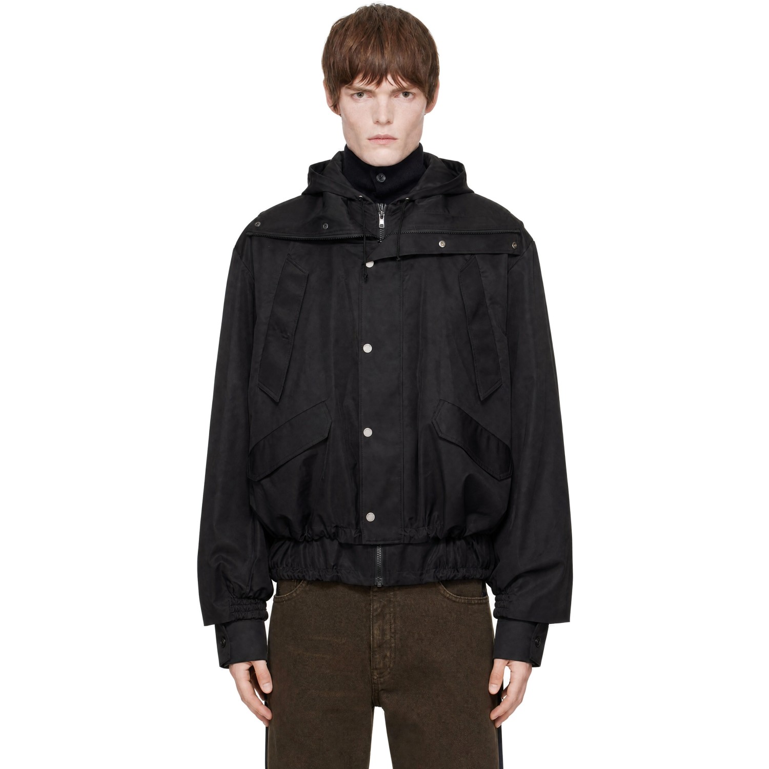 Egonlab Black Hooded Layered Track Jacket In Aw26-010 Black Kita