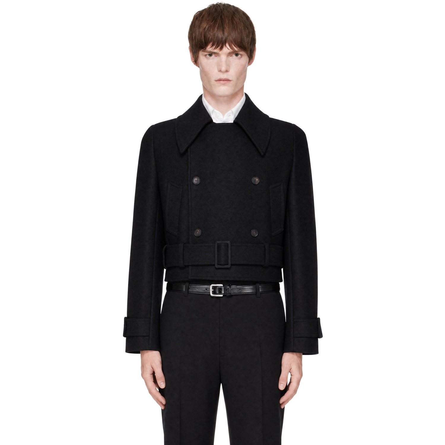 Egonlab Black Tailored Crop Coat In Aw26-007 Black Coat