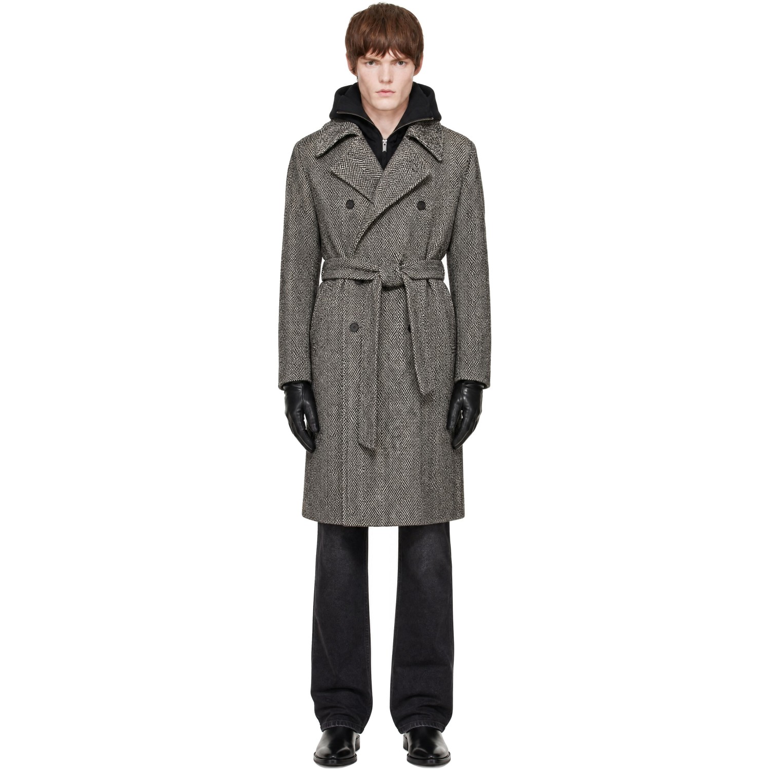 Egonlab Gray Structured Coat In Aw26-008 Black & Whi