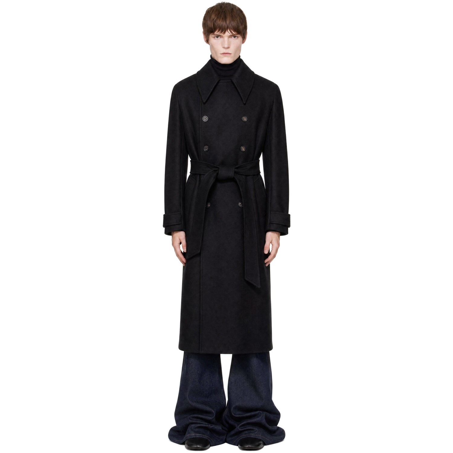 Egonlab Black Structured Coat In Aw26-007 Black Coat