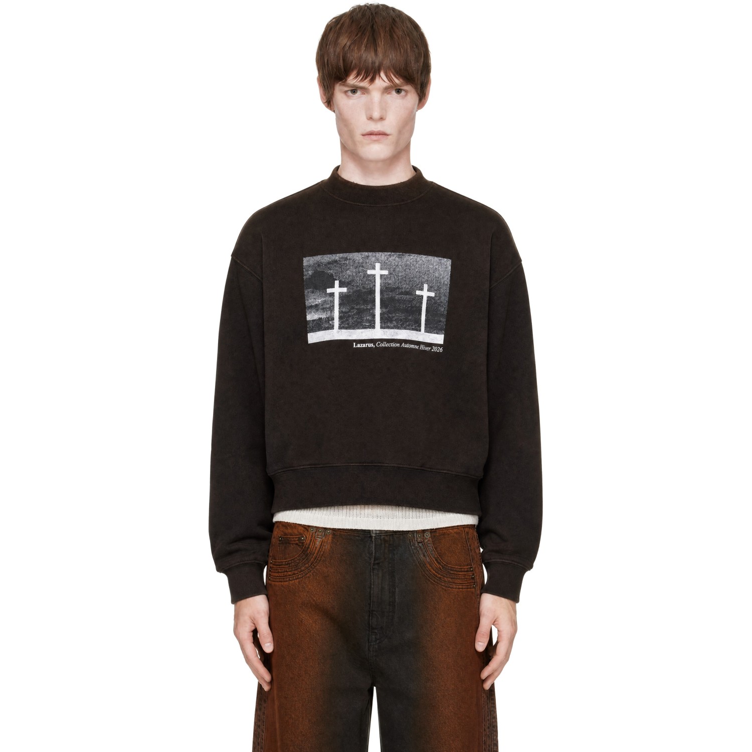 Egonlab Black Egonic 'lazarus' Crosses Sweatshirt In Aw26-025 Black Ameri