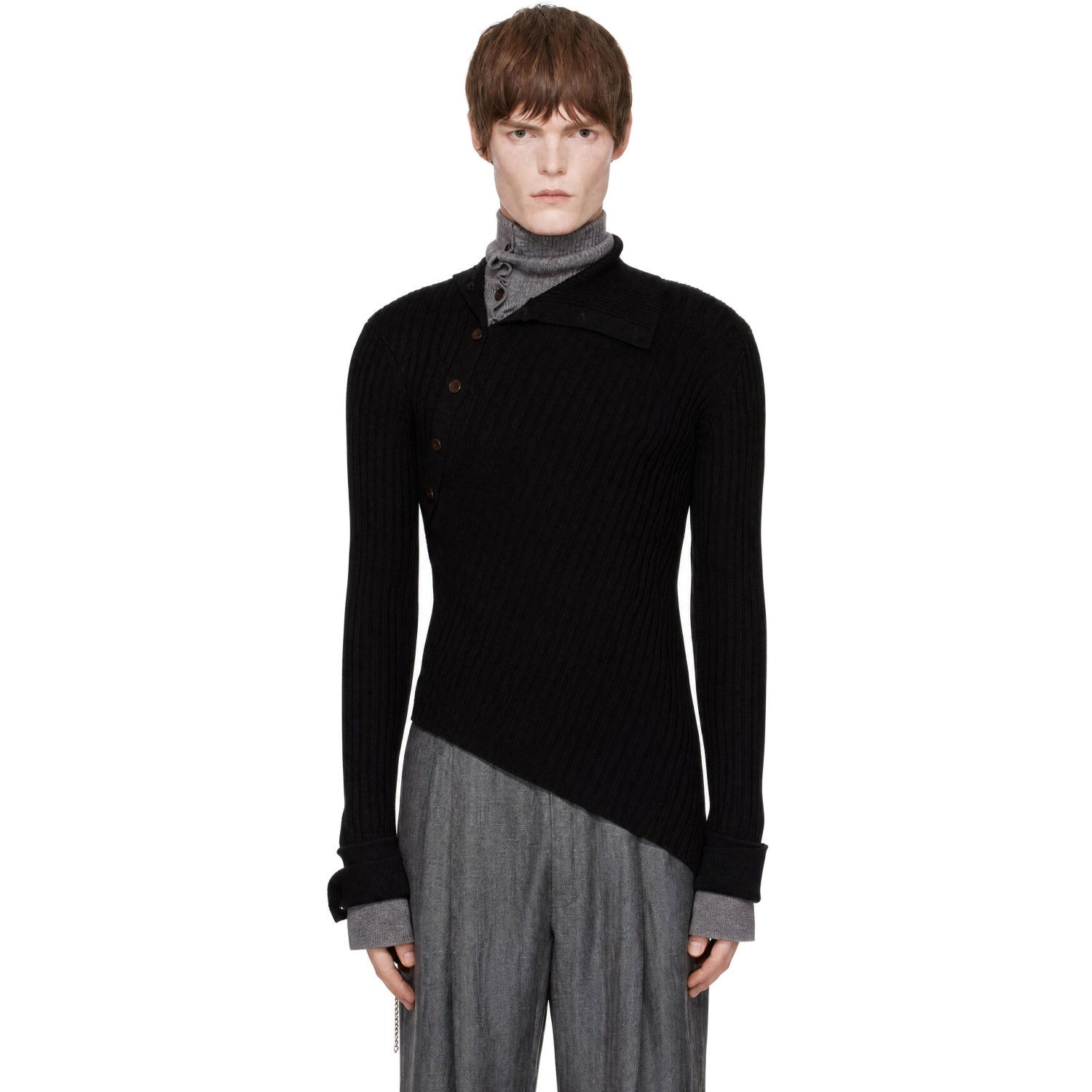 EGONlab Black & Gray Asymmetriecal Turtleneck