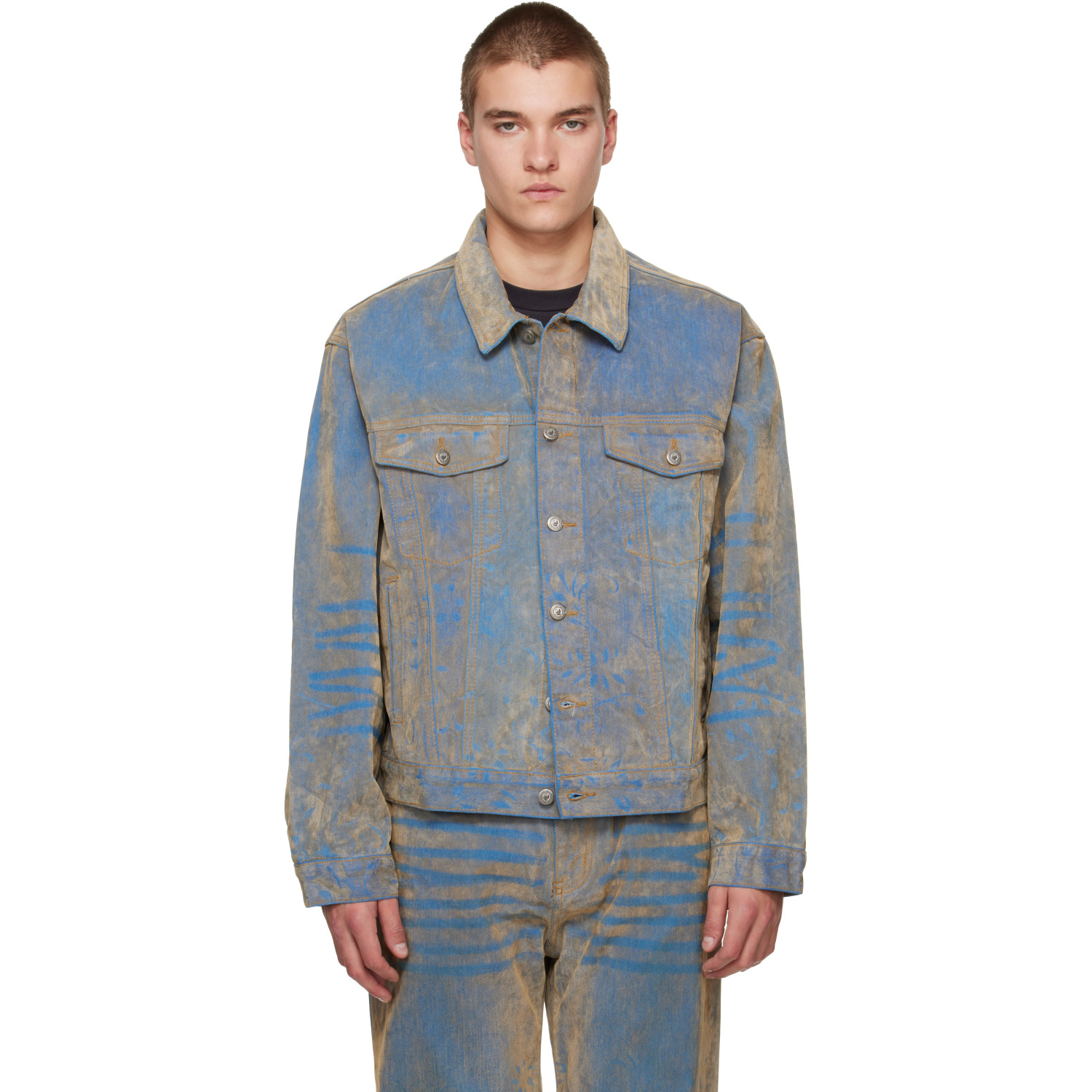 KidSuper Blue Flocked Work Denim Jacket