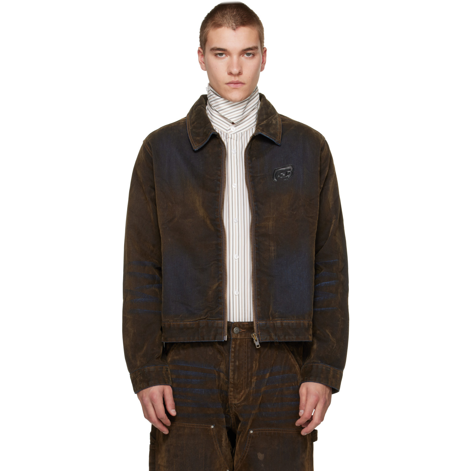 KidSuper Brown Flocked Work Denim Jacket