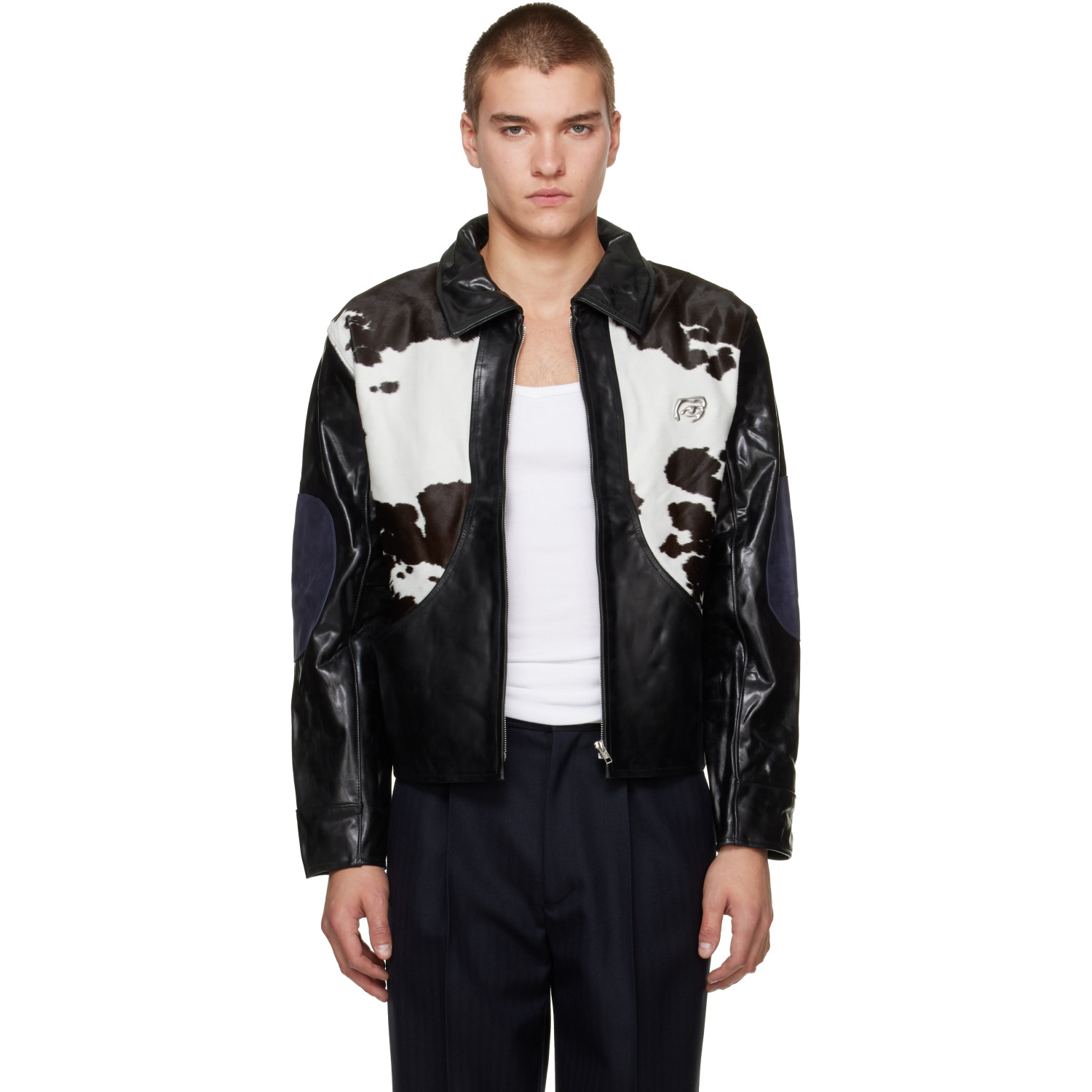 KidSuper Black Cowhair Leather Jacket