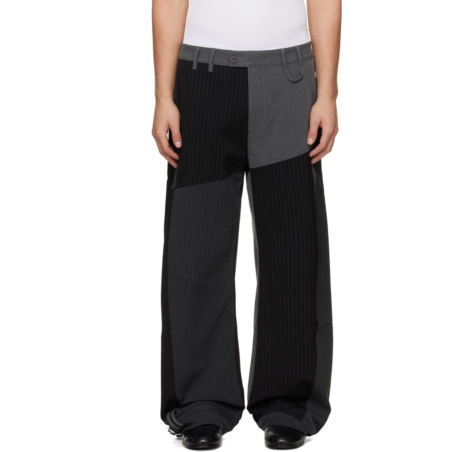 KidSuper Black & Gray Patchwork Curved Trousers