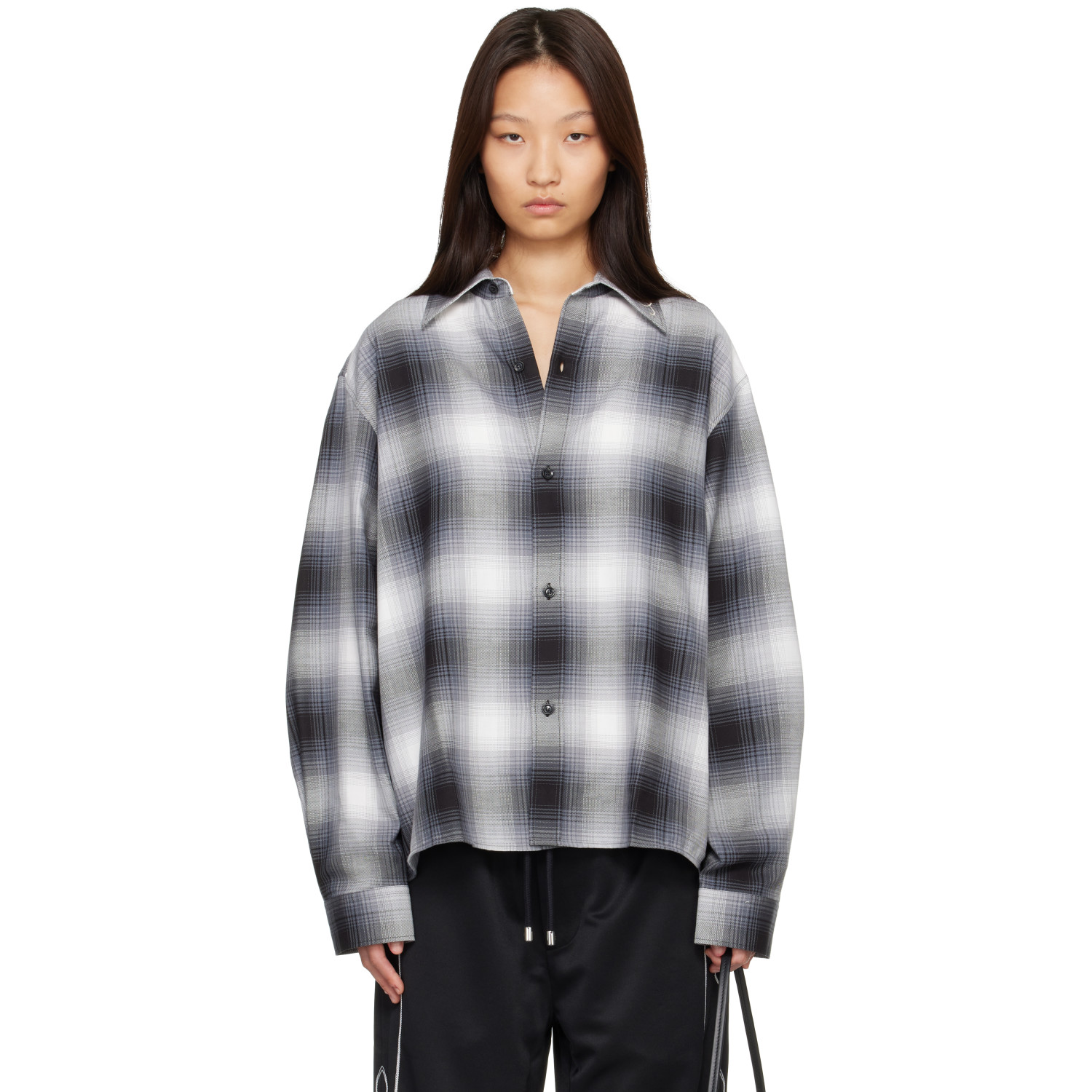 AMIRI Black & White Oversized Flannel Shirt