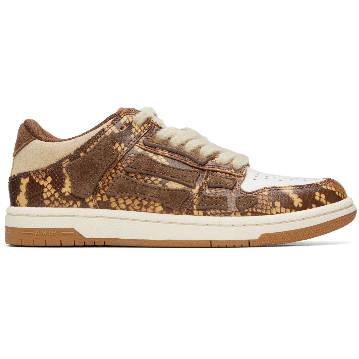 AMIRI Brown Printed Python Skel Top Low Sneakers