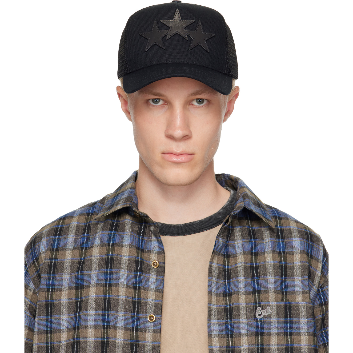 AMIRI Black 3 Star Trucker Cap