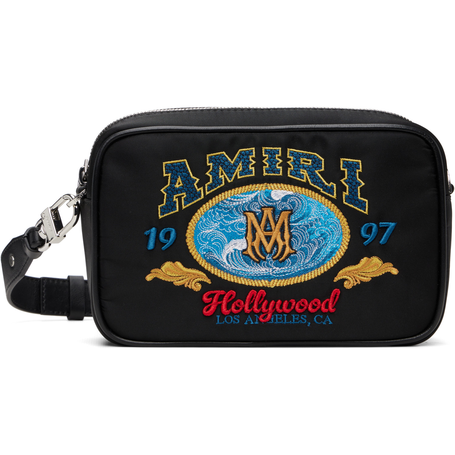 AMIRI Black Embroidered Logo Camera Bag