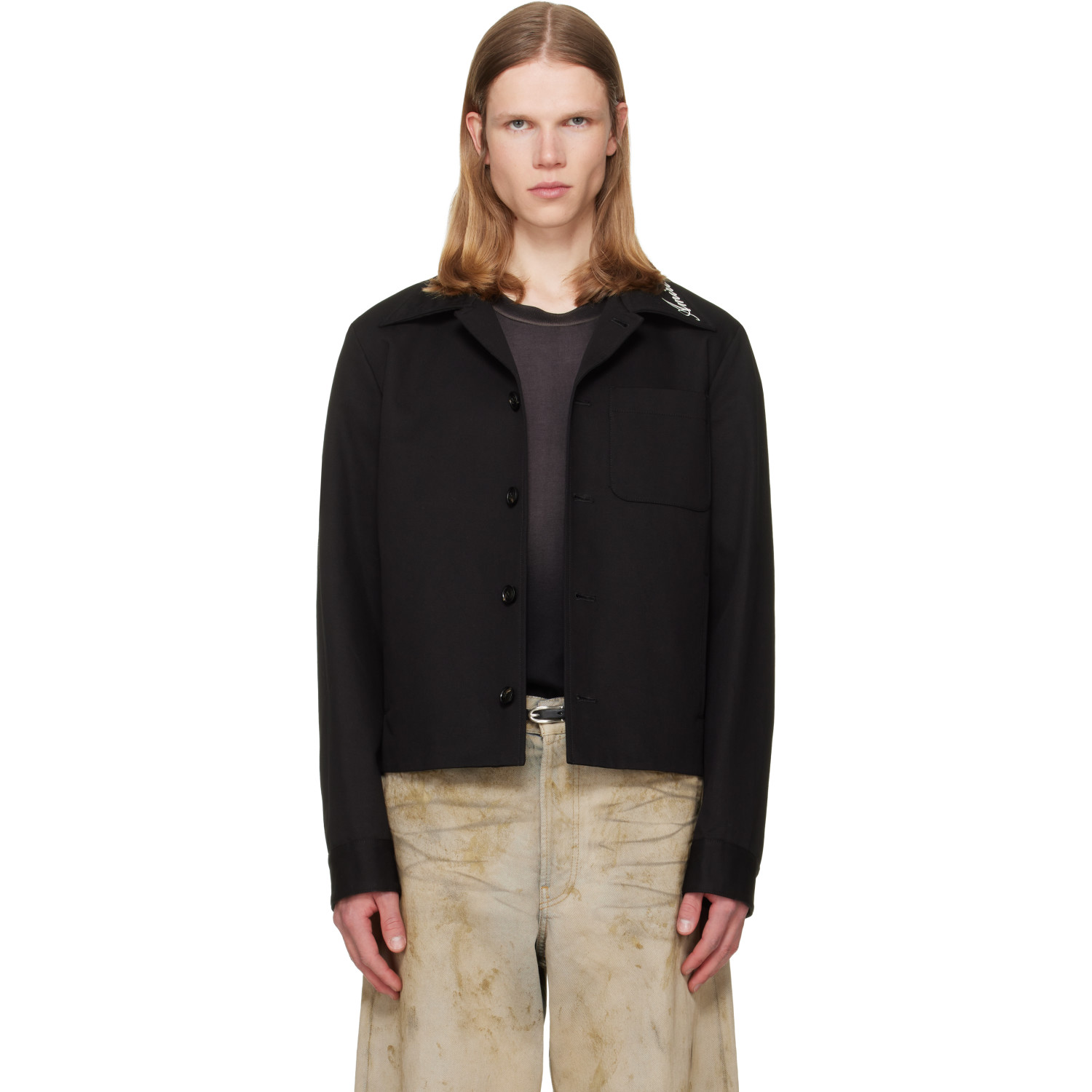 AMIRI Black Script Collar Shirt Jacket