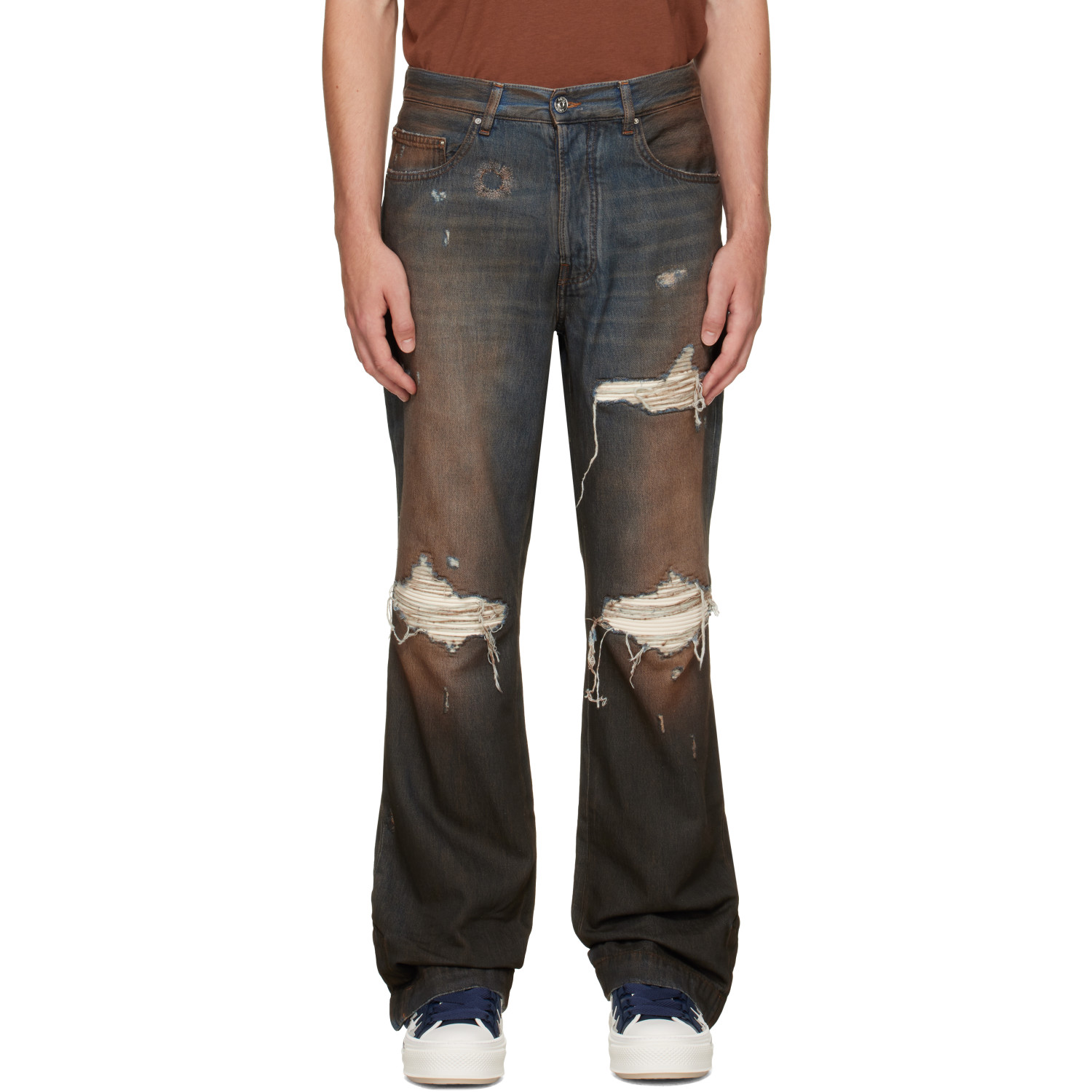 AMIRI Blue & Brown Straight Flare MX1 Jeans