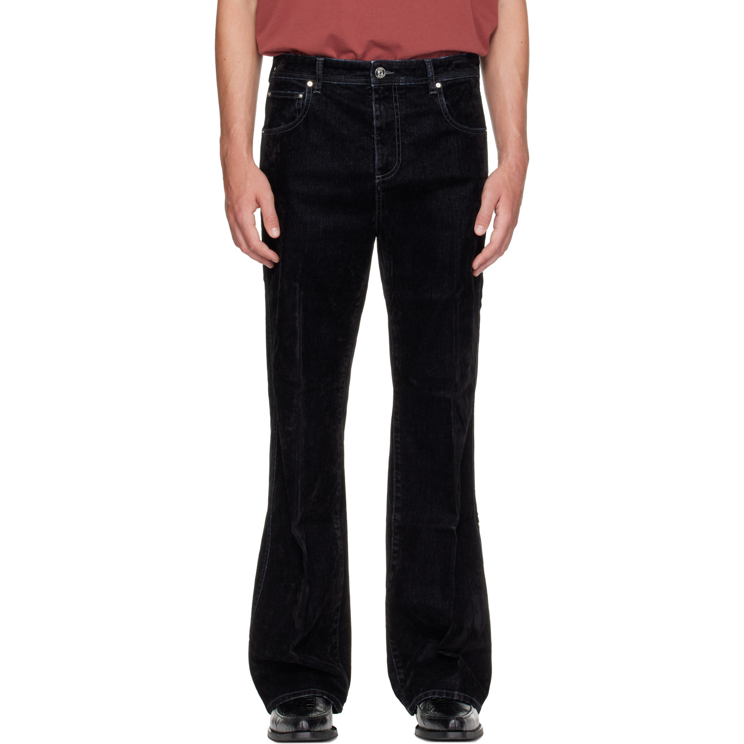 AMIRI Black Vintage Cut Flock Denim Jeans