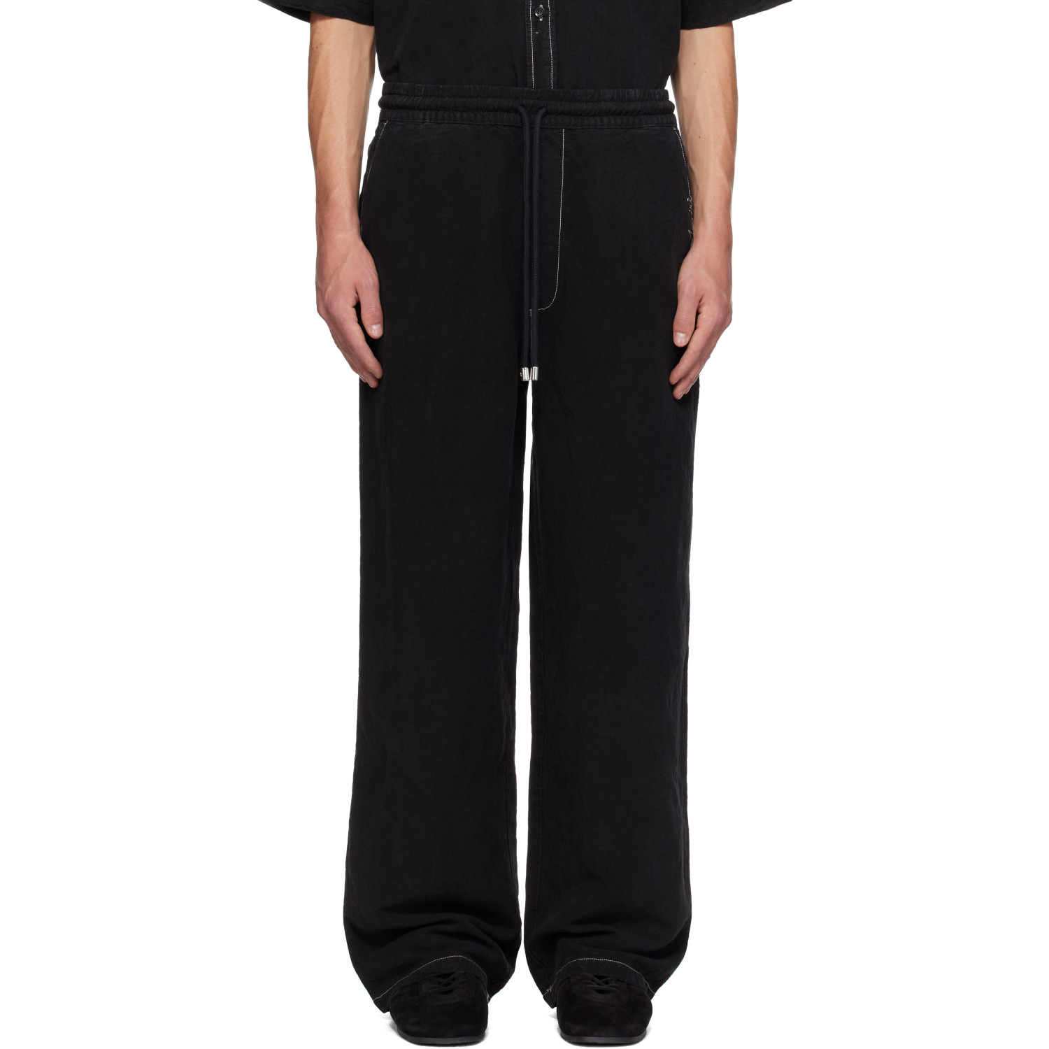 AMIRI Black Script Linen DD Casual Trousers