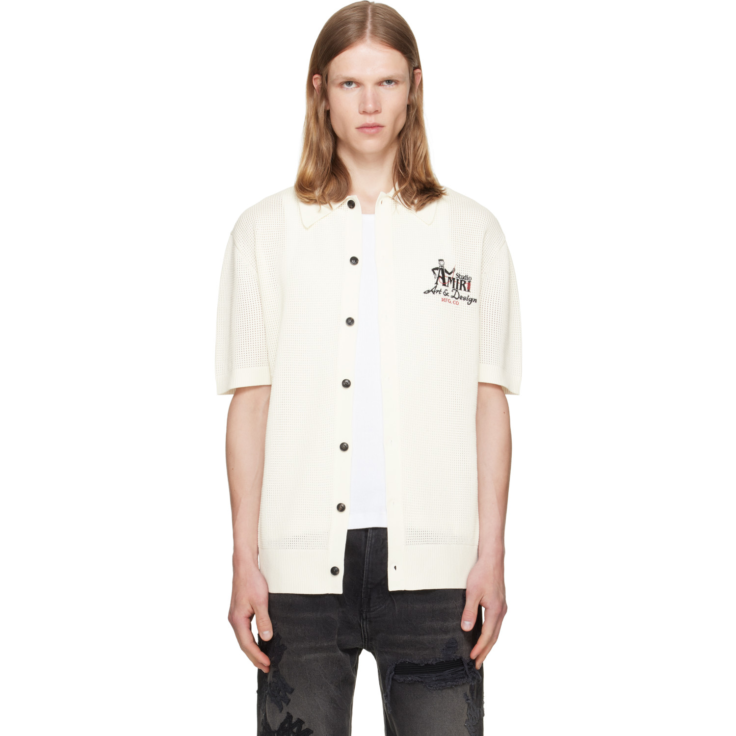 AMIRI Off-White 'AMIRI Studio' Mesh Knit Shirt