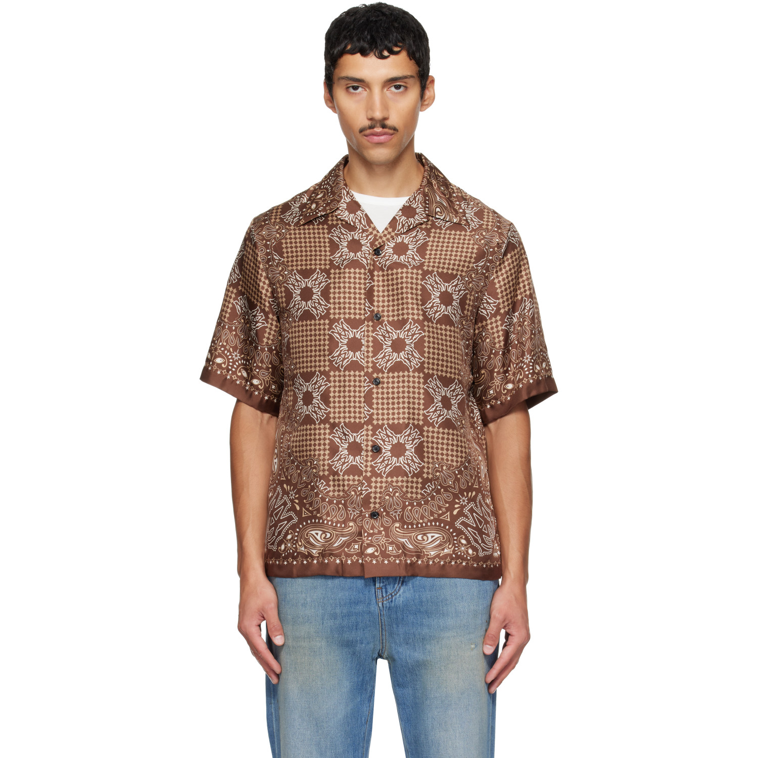 AMIRI Brown MA Check Camp Shirt