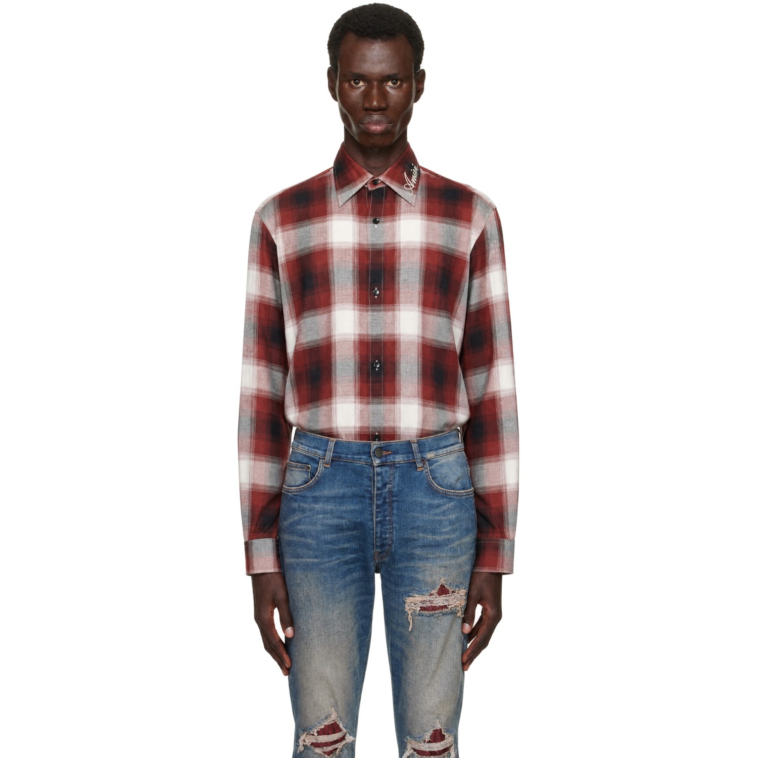 AMIRI Red & Black Oversized Flannel Shirt