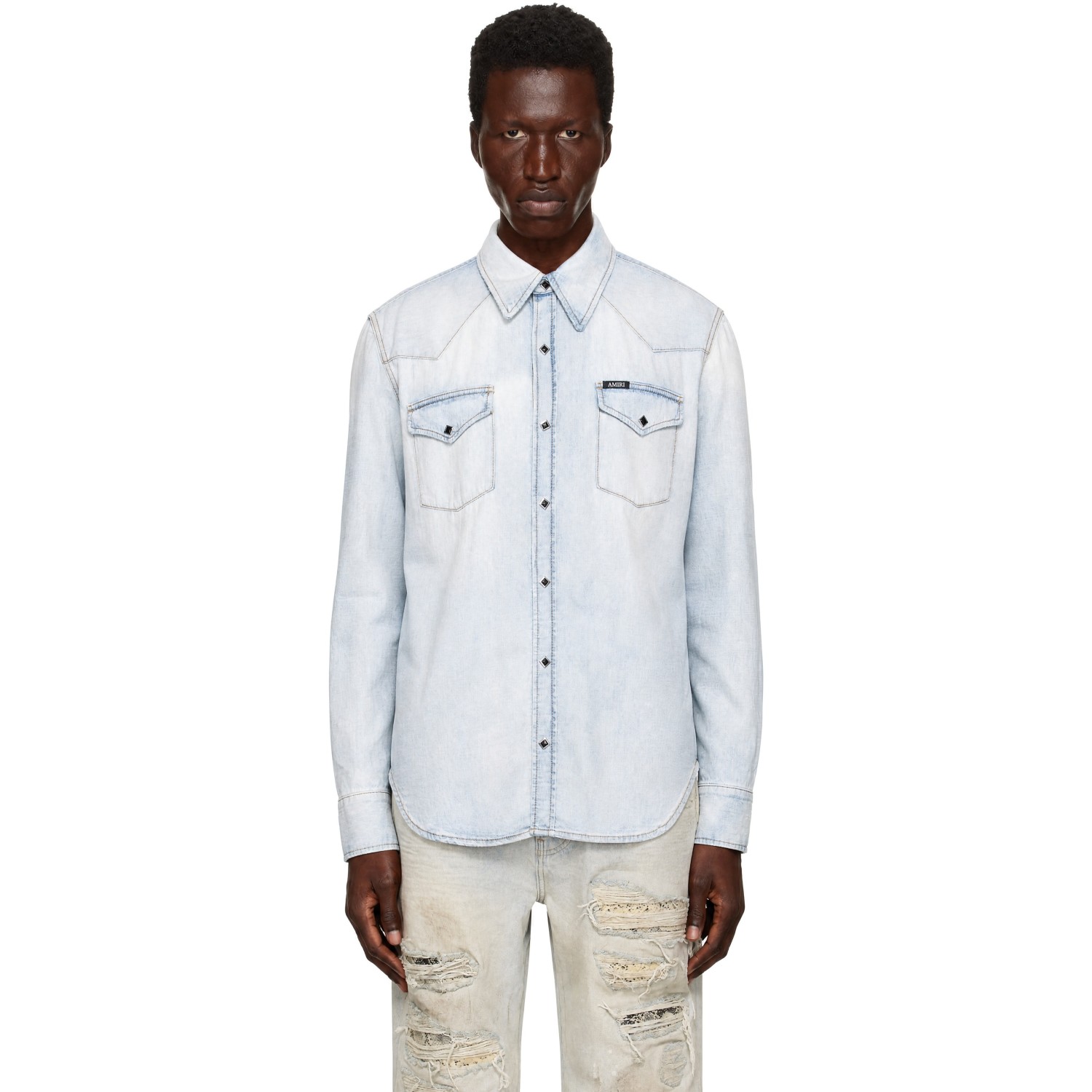 AMIRI Blue Western Denim Long Sleeve Shirt