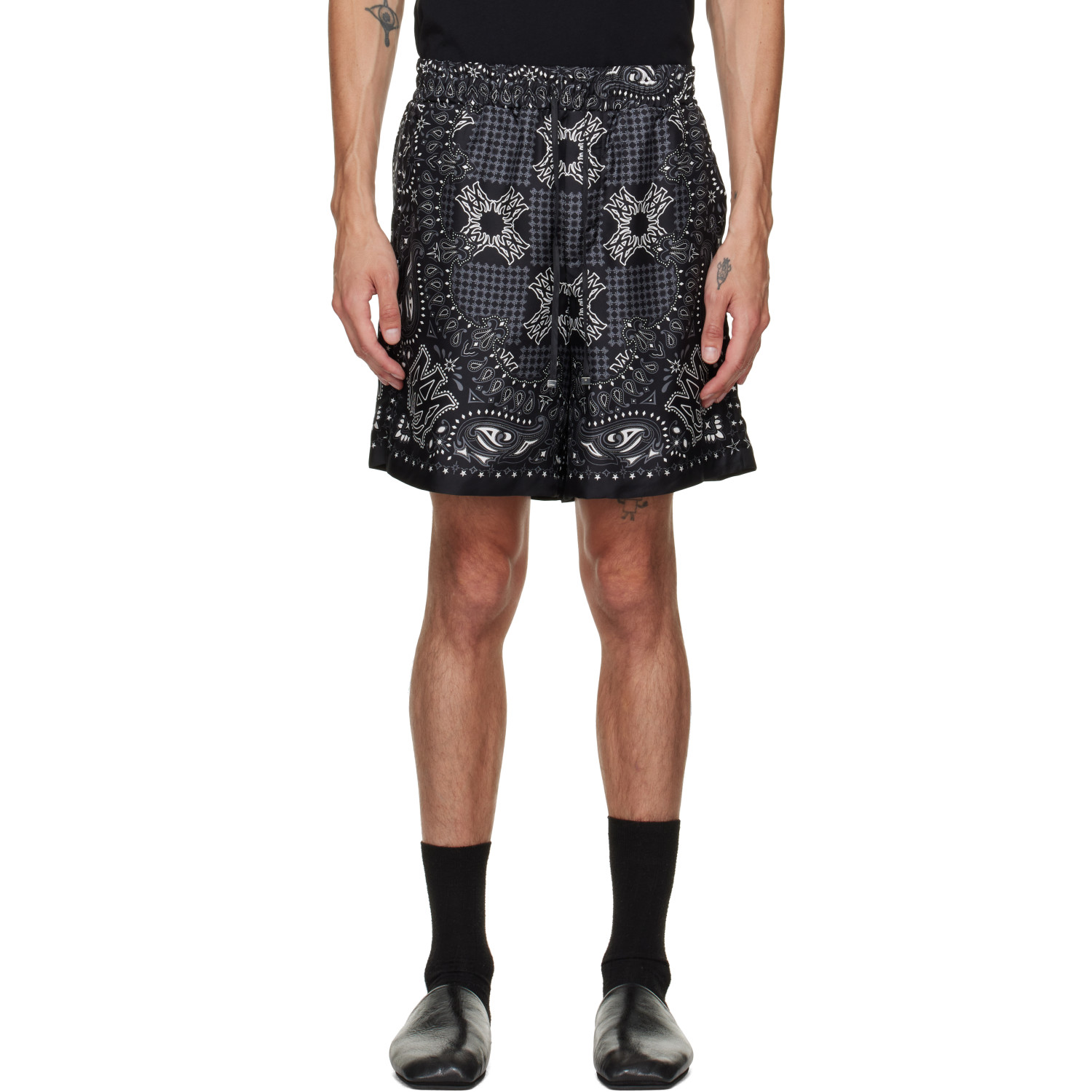AMIRI Black 'MA' Check Shorts