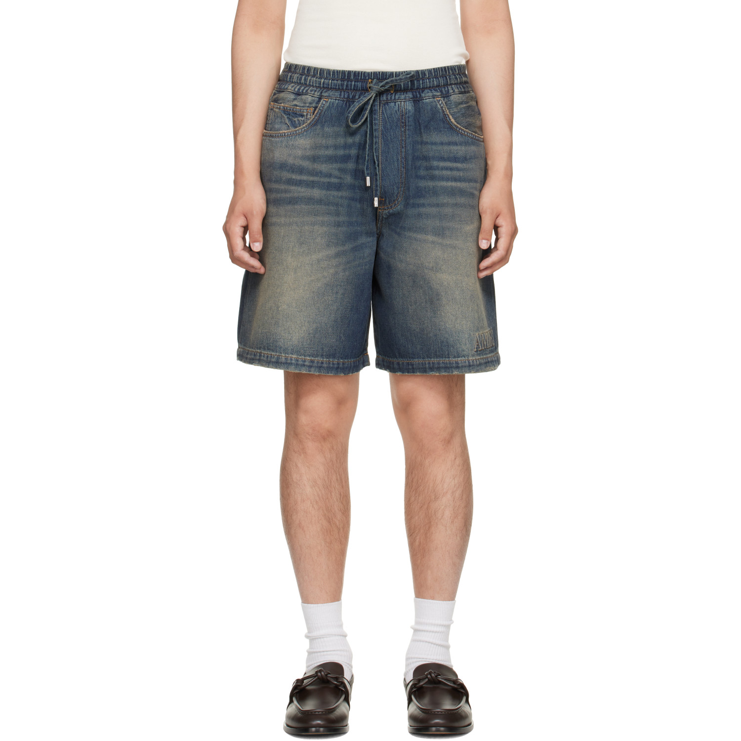 AMIRI Blue 'Amiri' Drawstring Denim Shorts