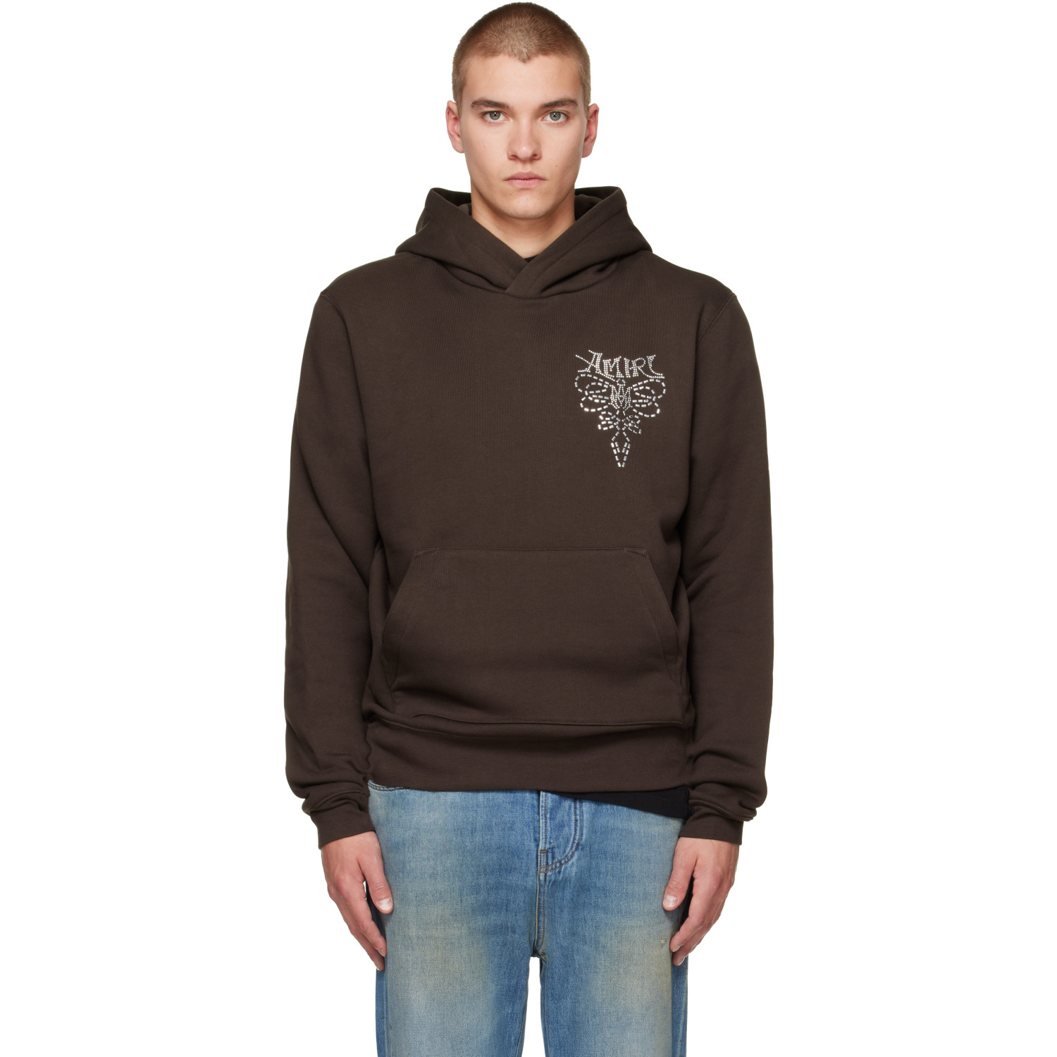 AMIRI Brown 'Amiri' Lasso Embroidered Hoodie