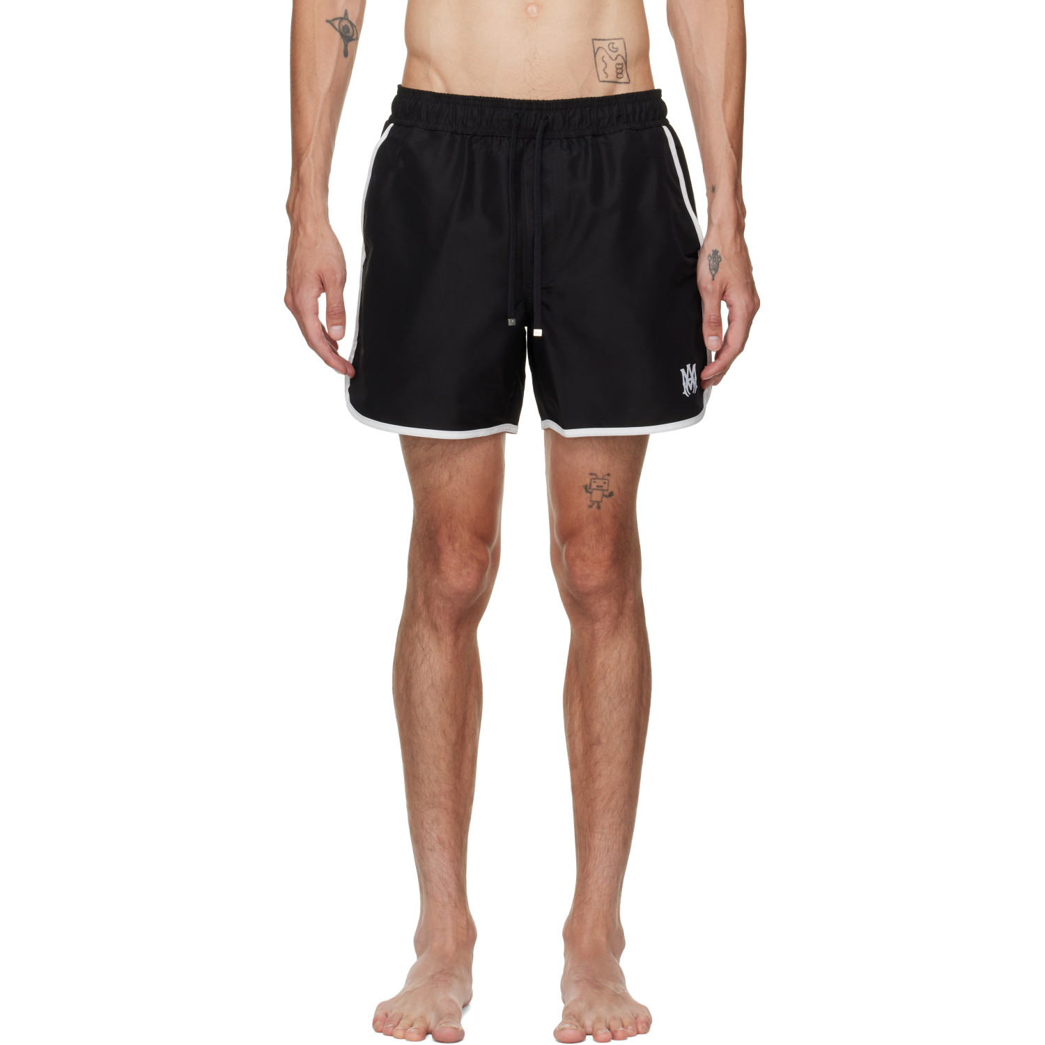 AMIRI Black 'MA' Sporty Swim Shorts